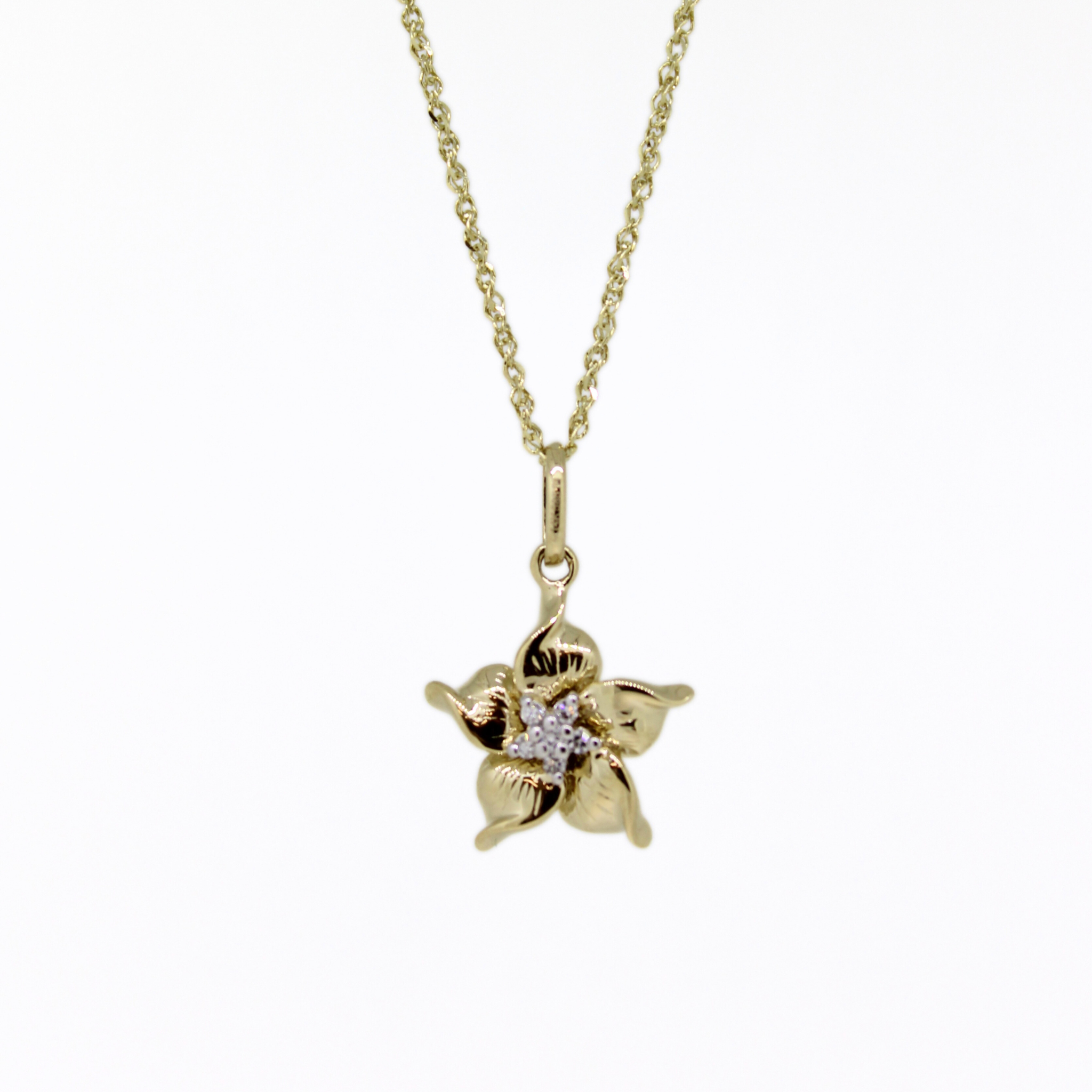 Brianne & Co. Hawaiian flower pendant with diamonds in 14k gold