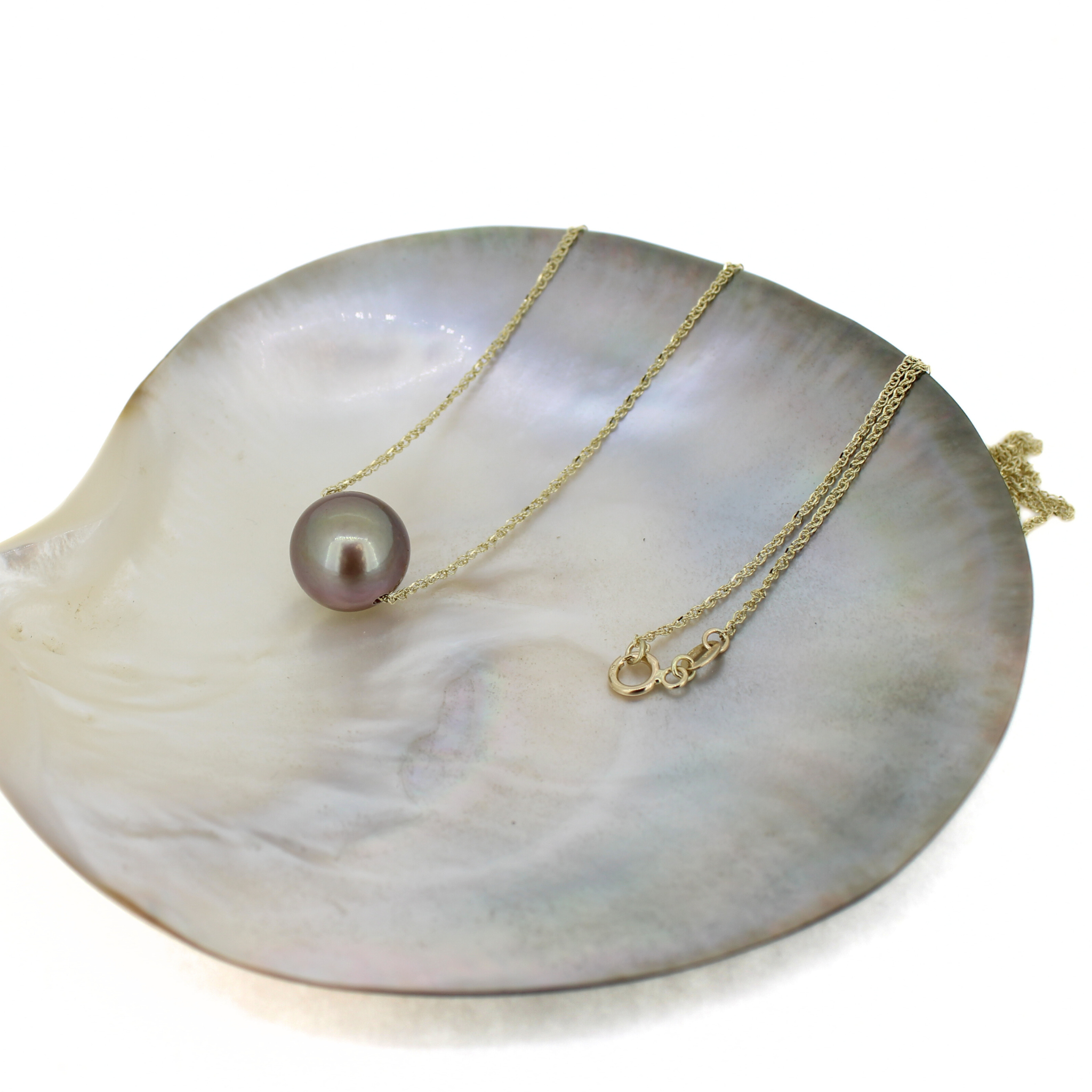 14k Gold Bronze Edison Pearl Floating Necklace 20"