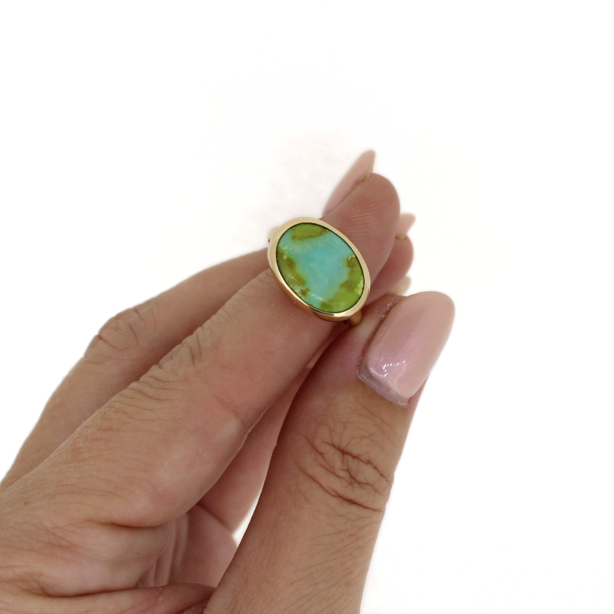 14k Gold Sonoran Gold Turquoise Ring – Size 5.75 (Fits Like 6)