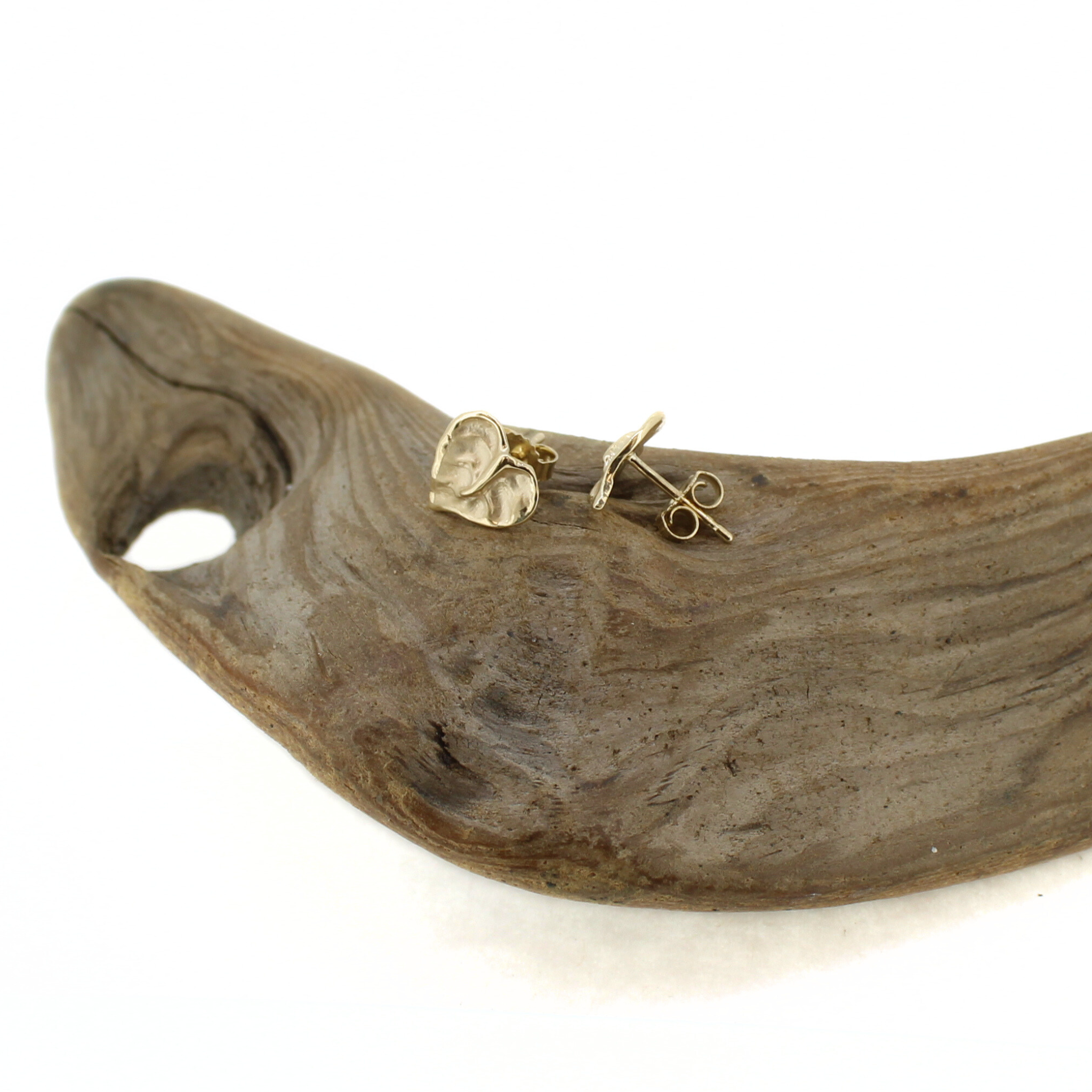 14k Gold Small Anthurium Flower Stud Earrings