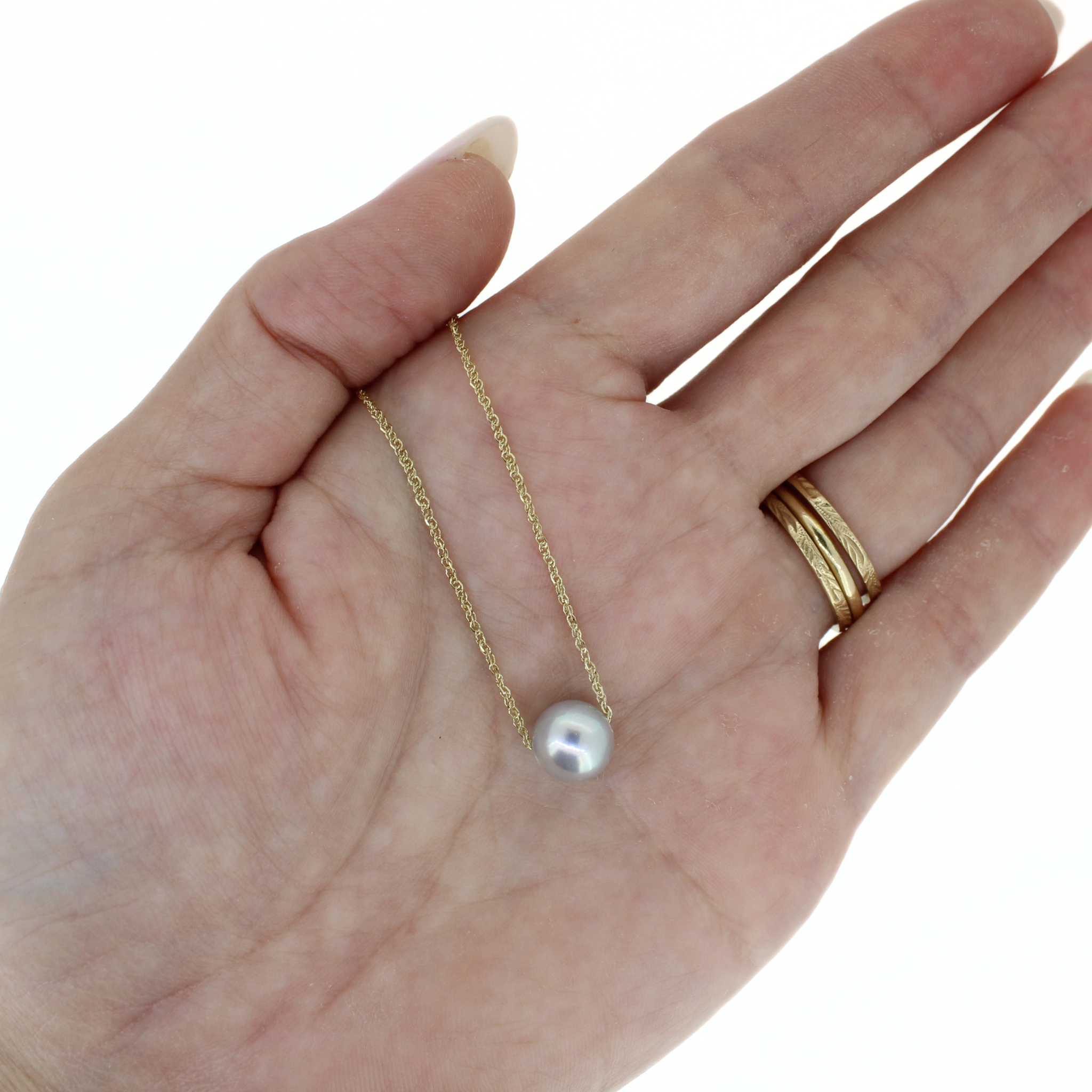 14K Gold Akoya Pearl Necklace 16"