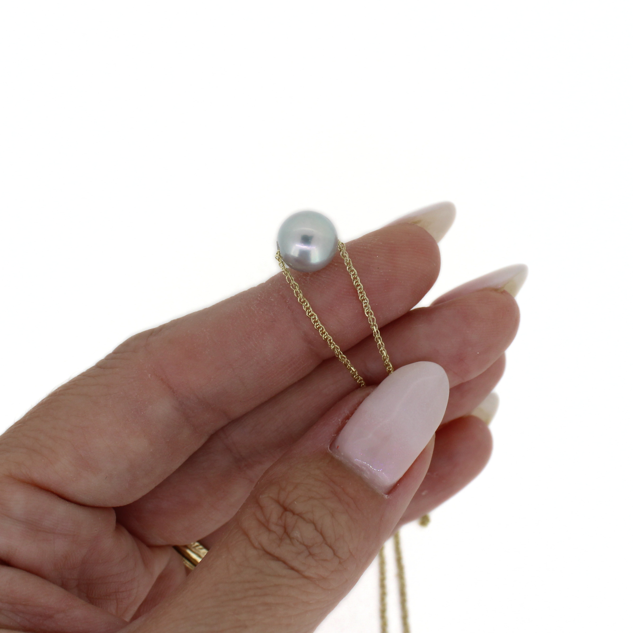 14K Gold Akoya Pearl Necklace 16"