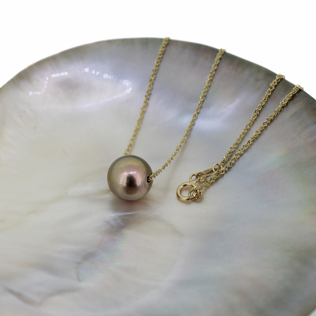 Dainty 14k gold baby rope chain with genuine fresh water Edison pearl by Brianne & Co