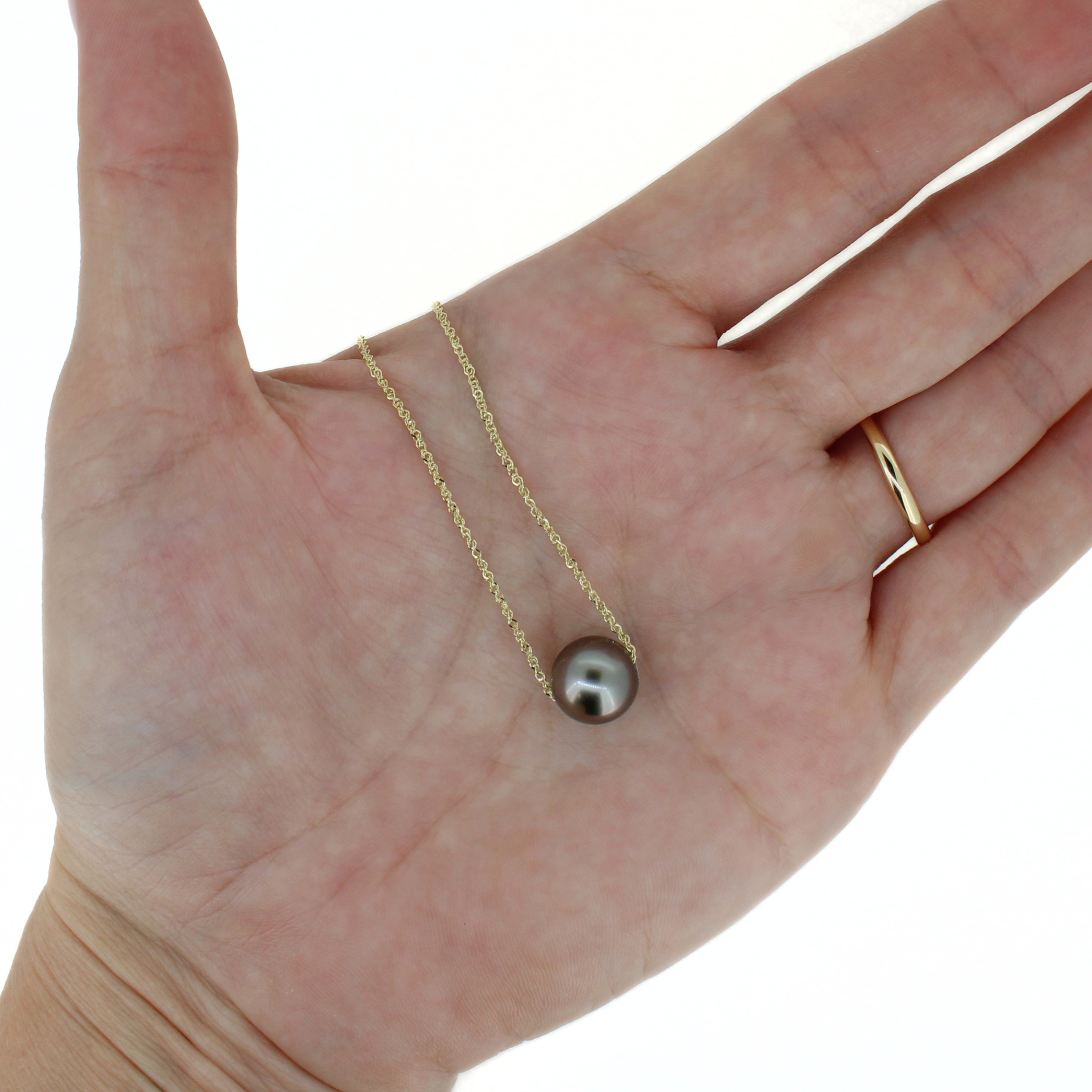 14K Gold Tahitian Pearl Necklace 16"