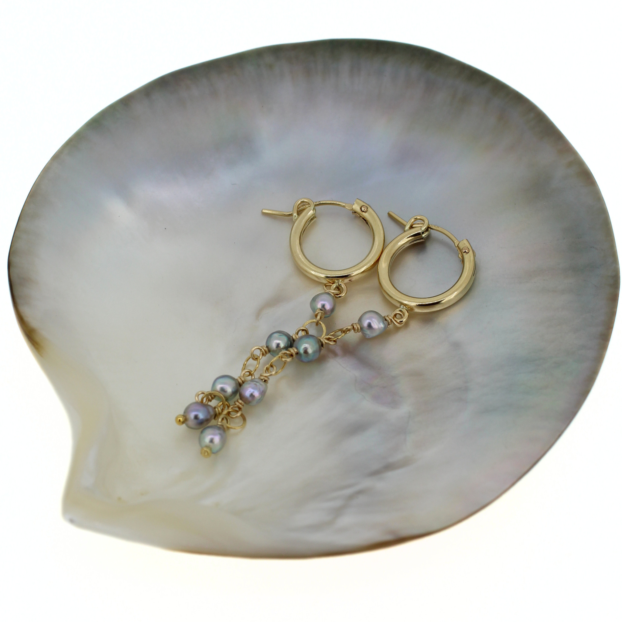 Gold Fill Akoya Pearl 15mm Hoop Earrings