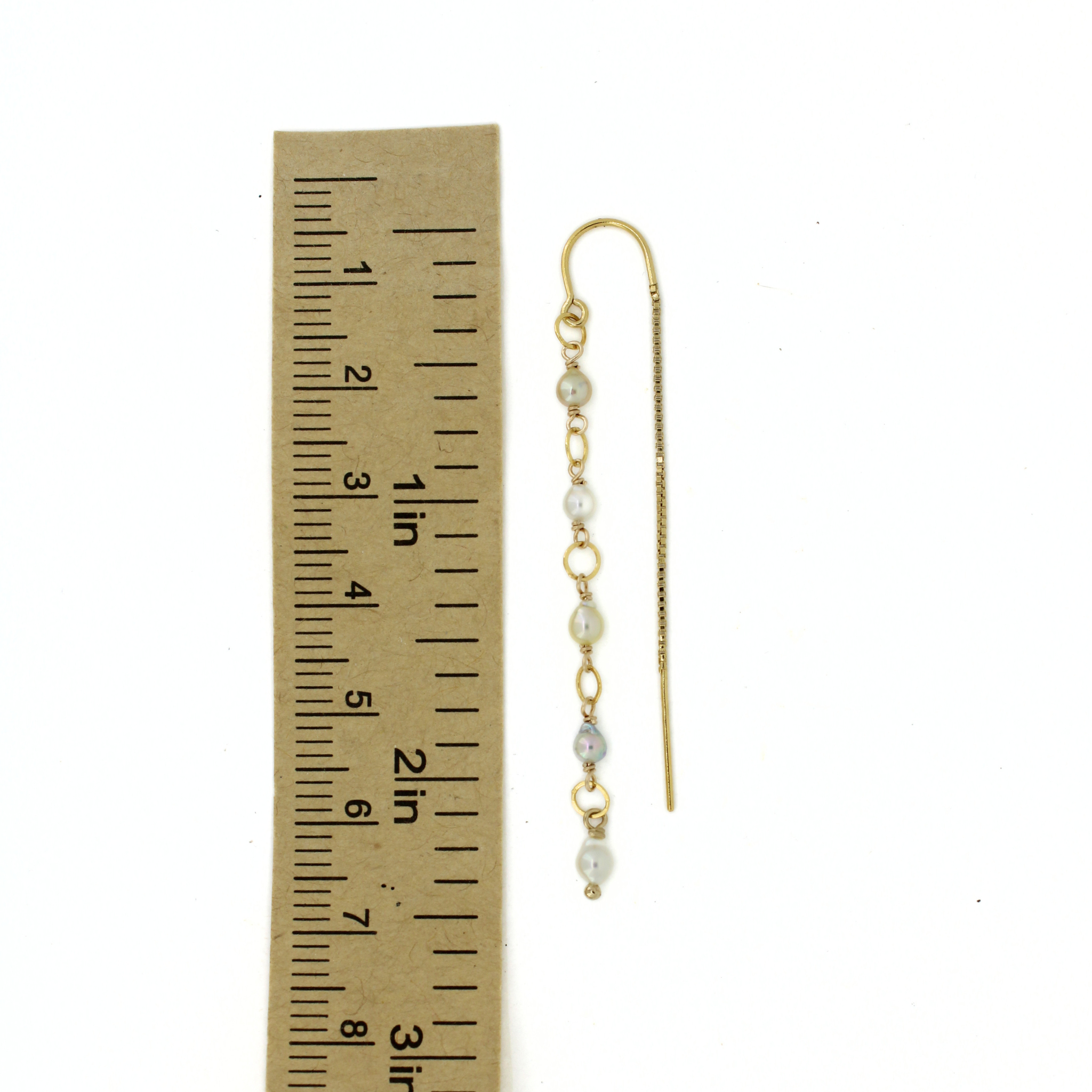 Gold Baby Akoya Pearl Threader Earrings