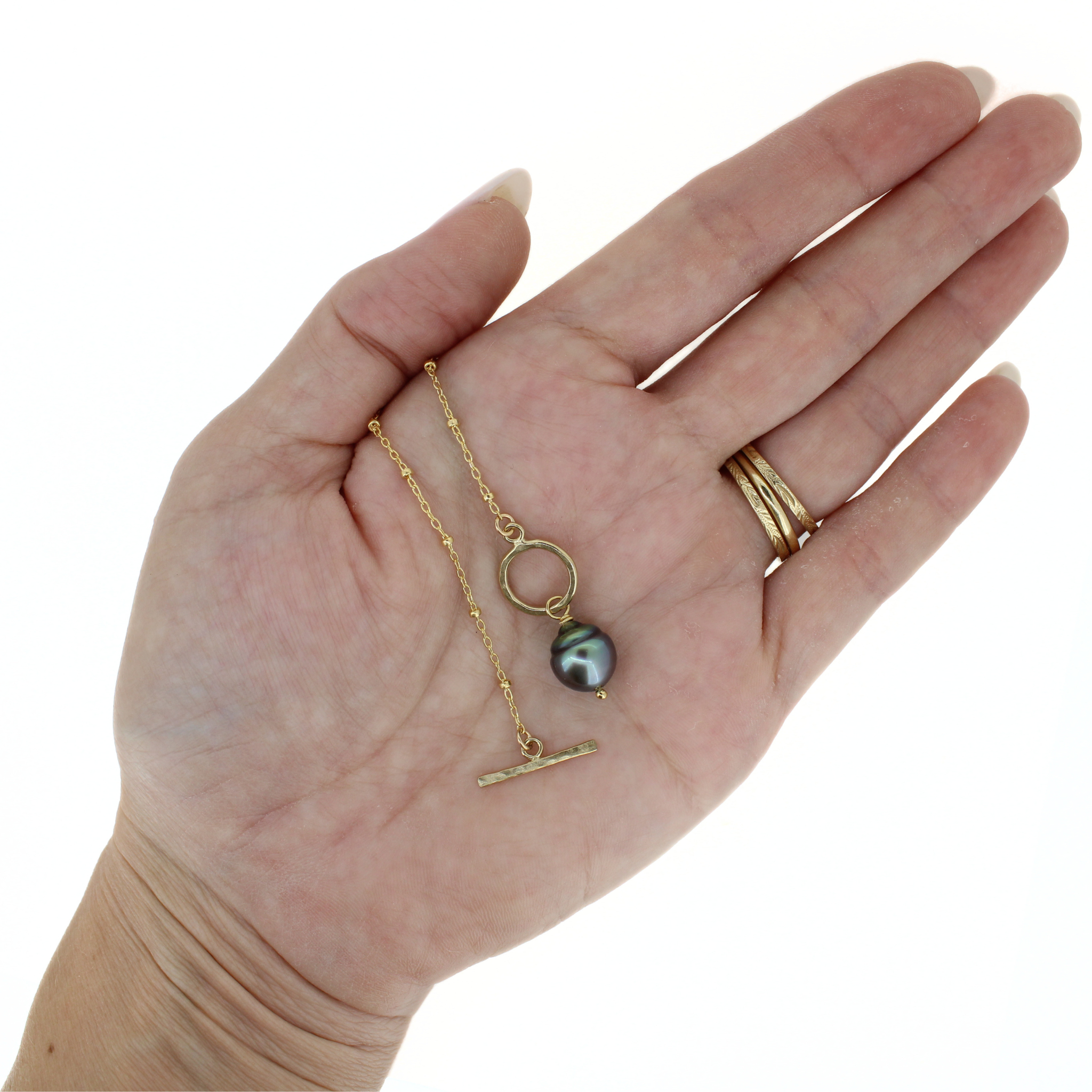 Gold Tahitian Pearl Toggle Necklace