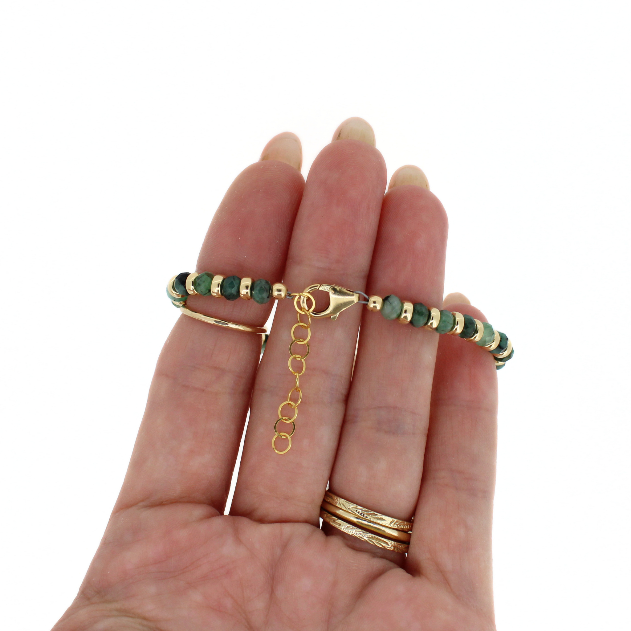 Gold Emerald South Sea Pearl Bracelet Size Small