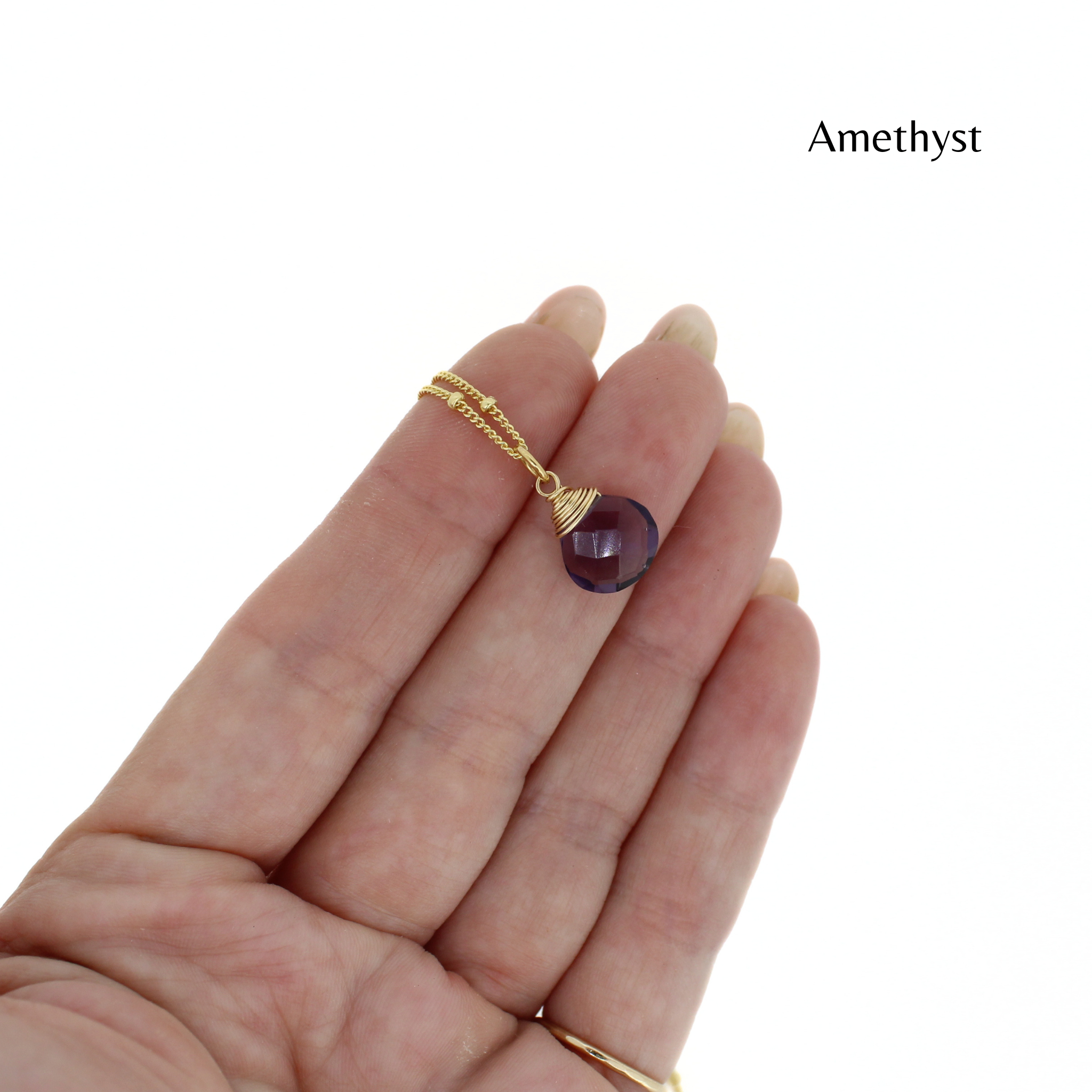Gold Dainty Gemstone Necklace