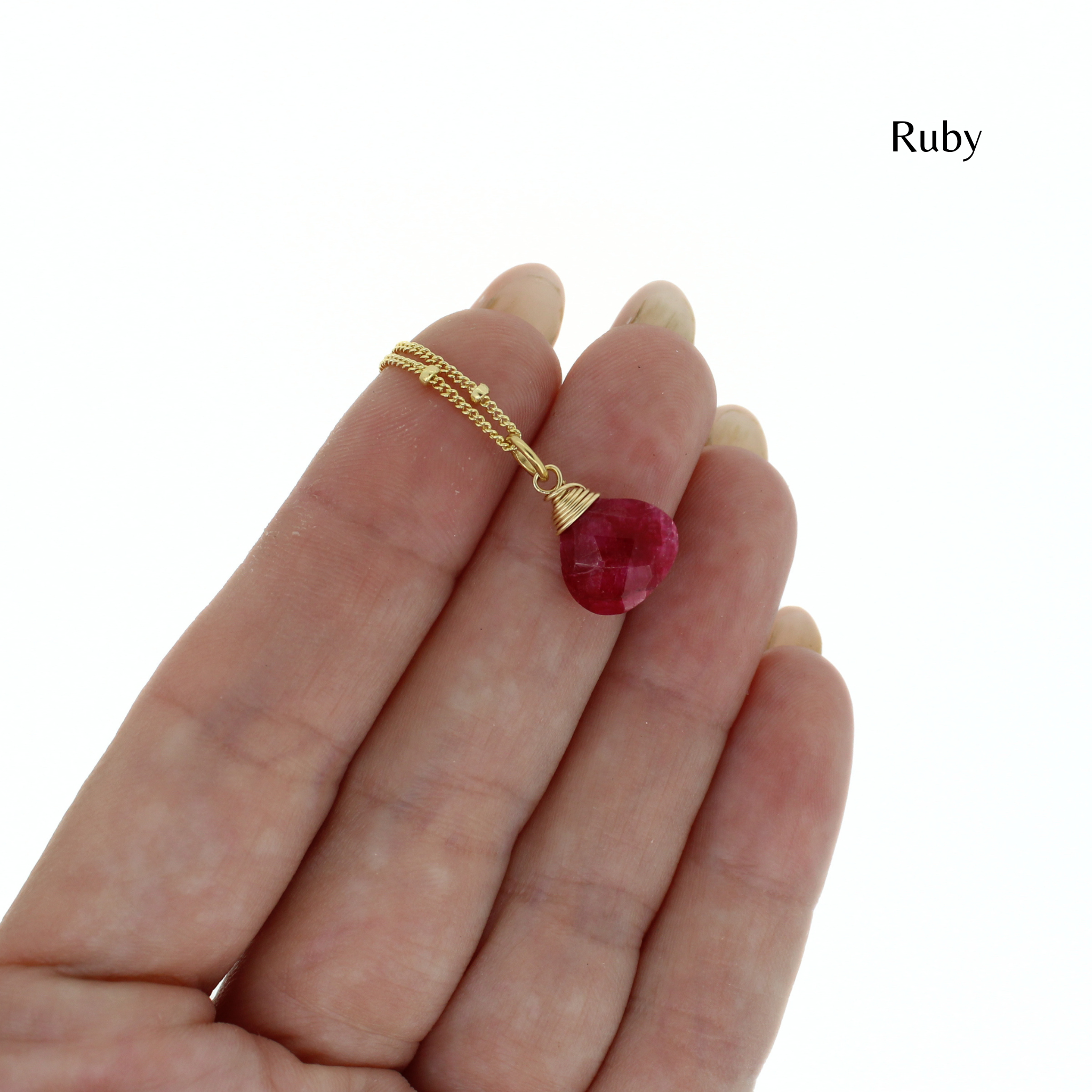 Gold Dainty Gemstone Necklace