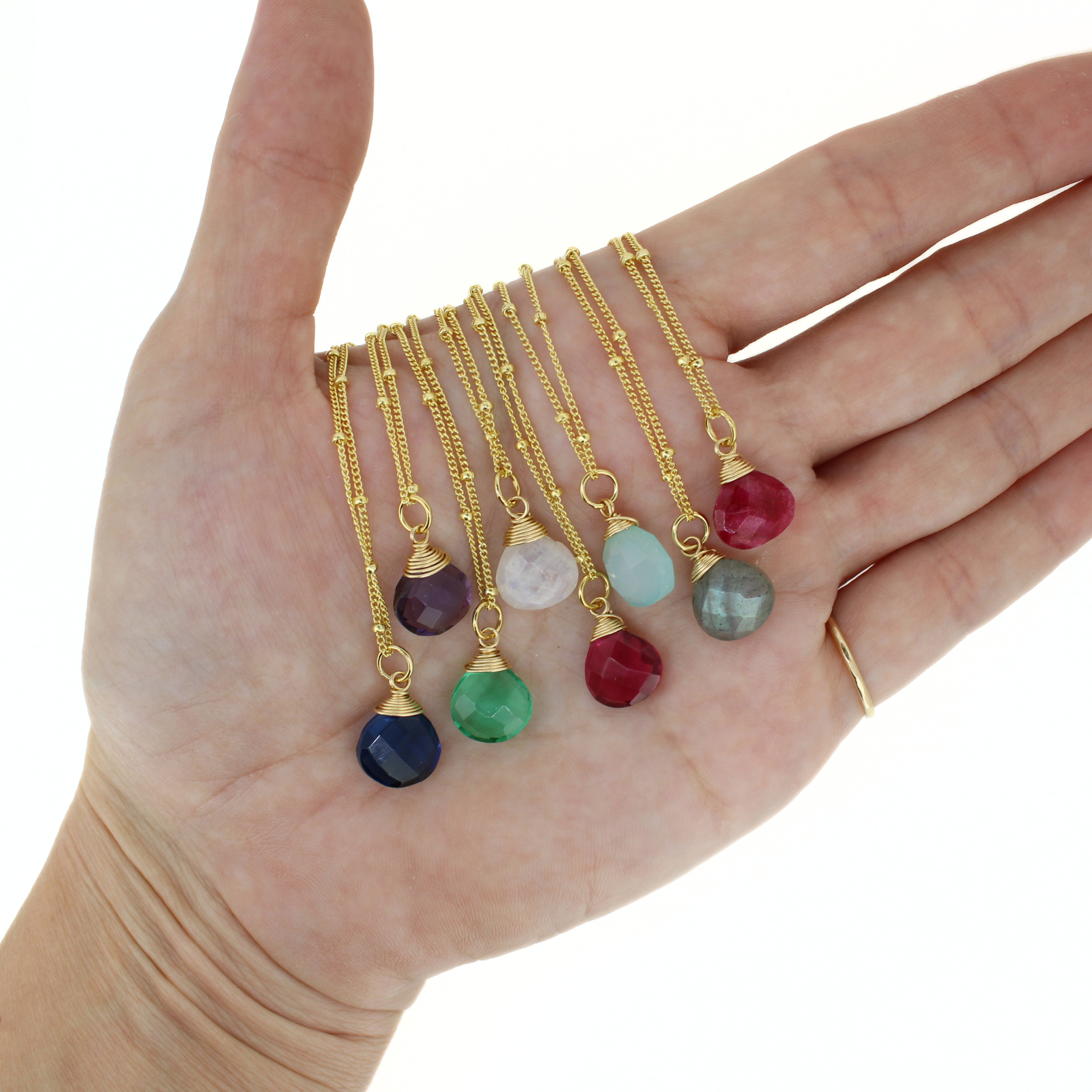 Gold Dainty Gemstone Necklace
