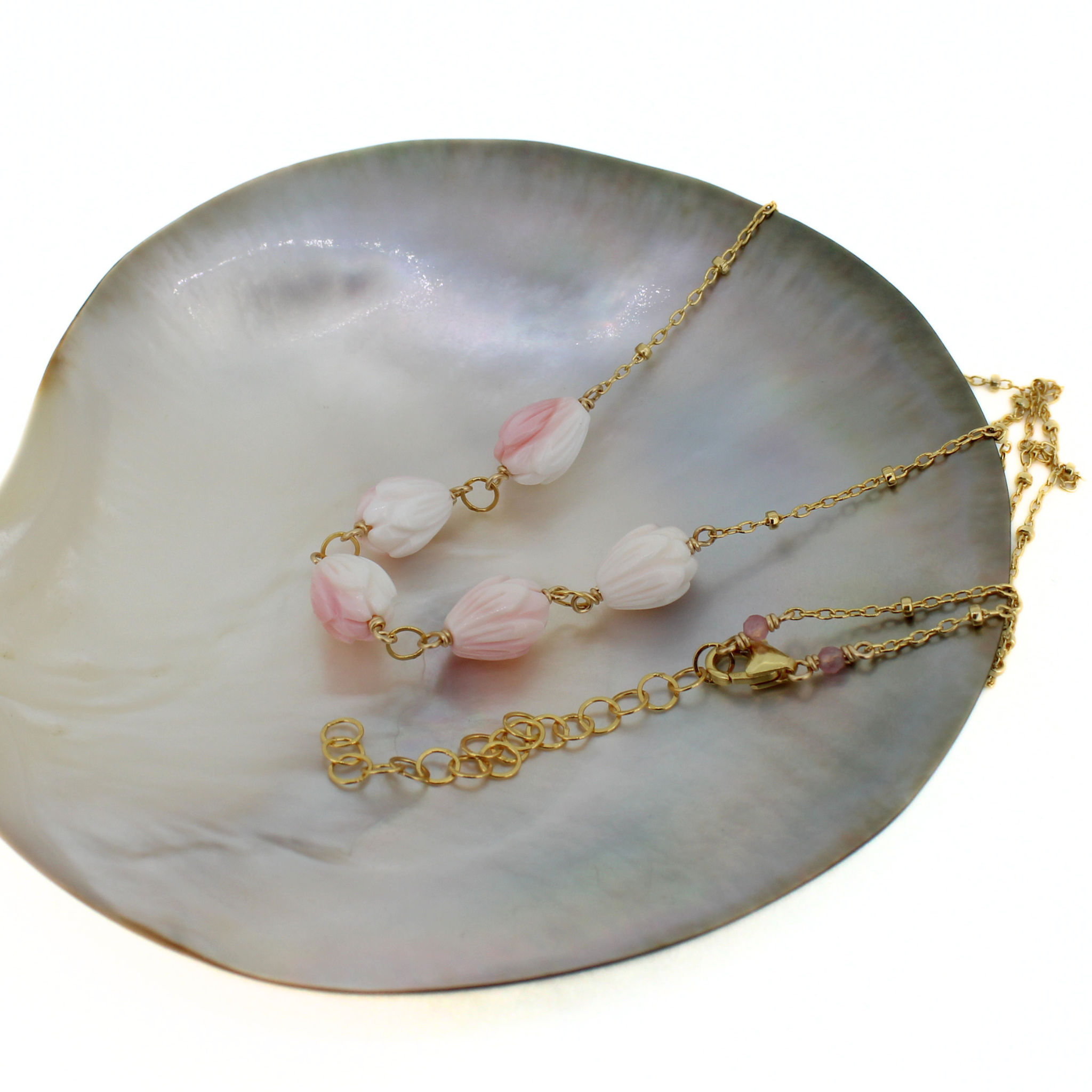 Gold Pikake Conch Shell Necklace 16"-18"