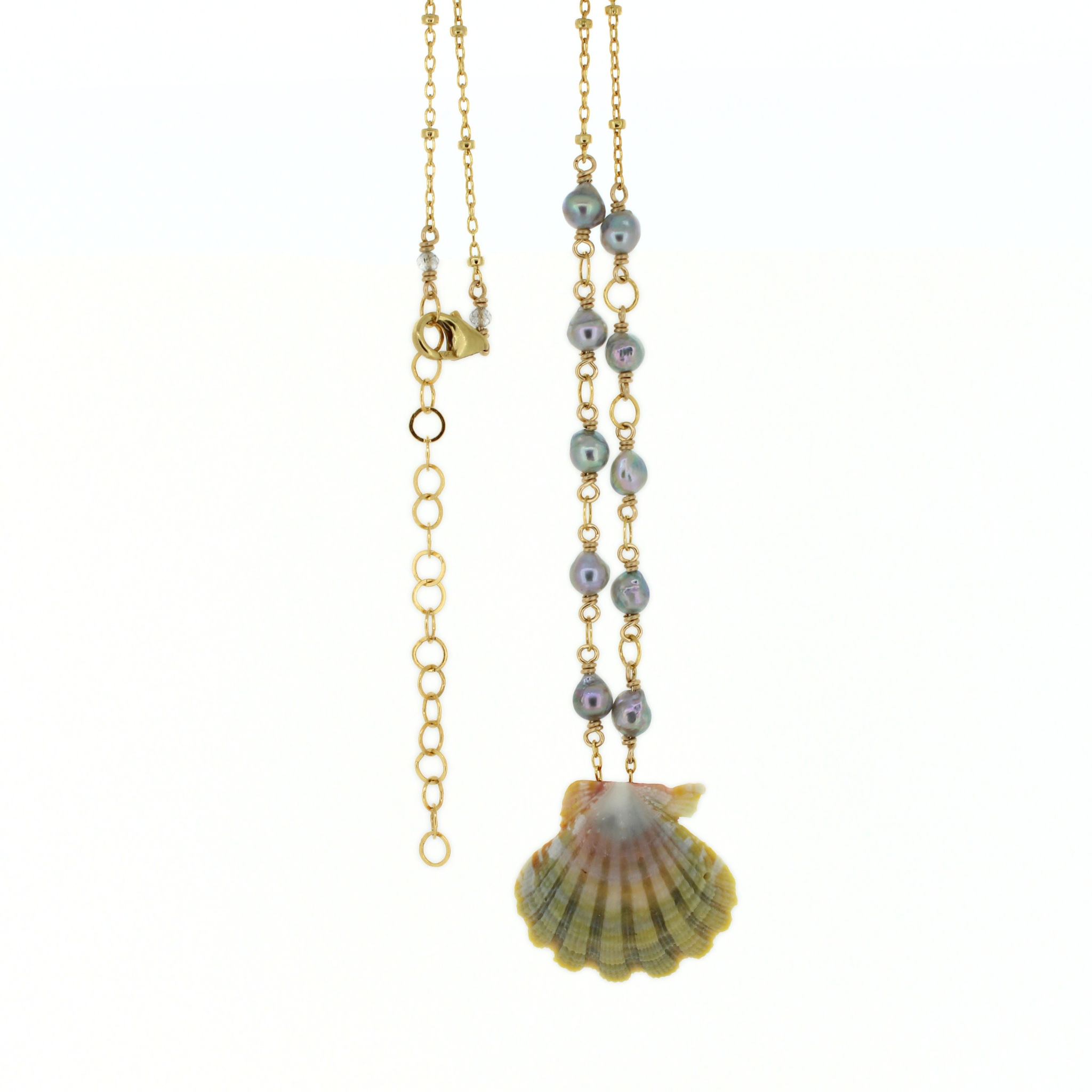 Gold Sunrise Shell Akoya Pearl Necklace