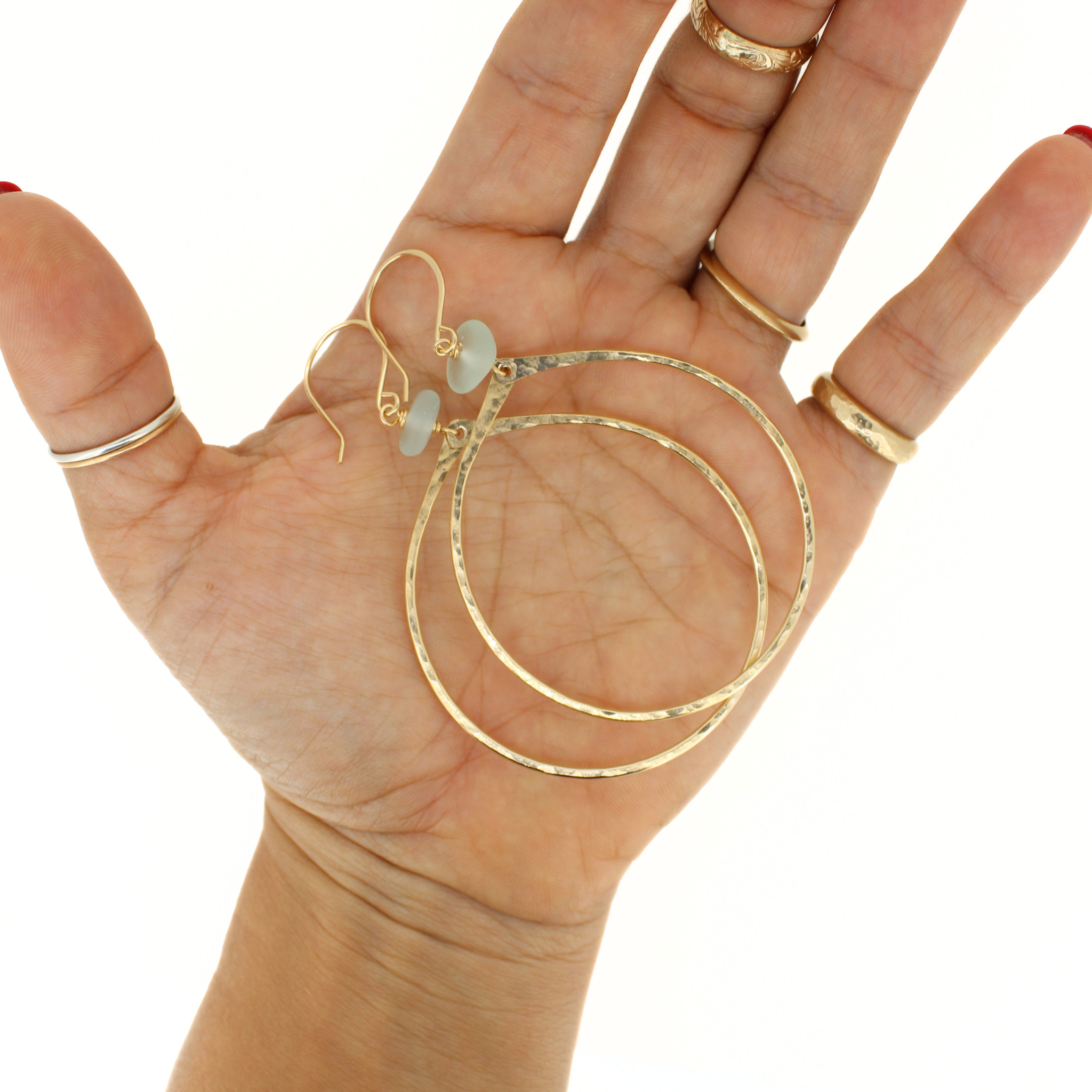Gold Sea Glass Hoop Earrings