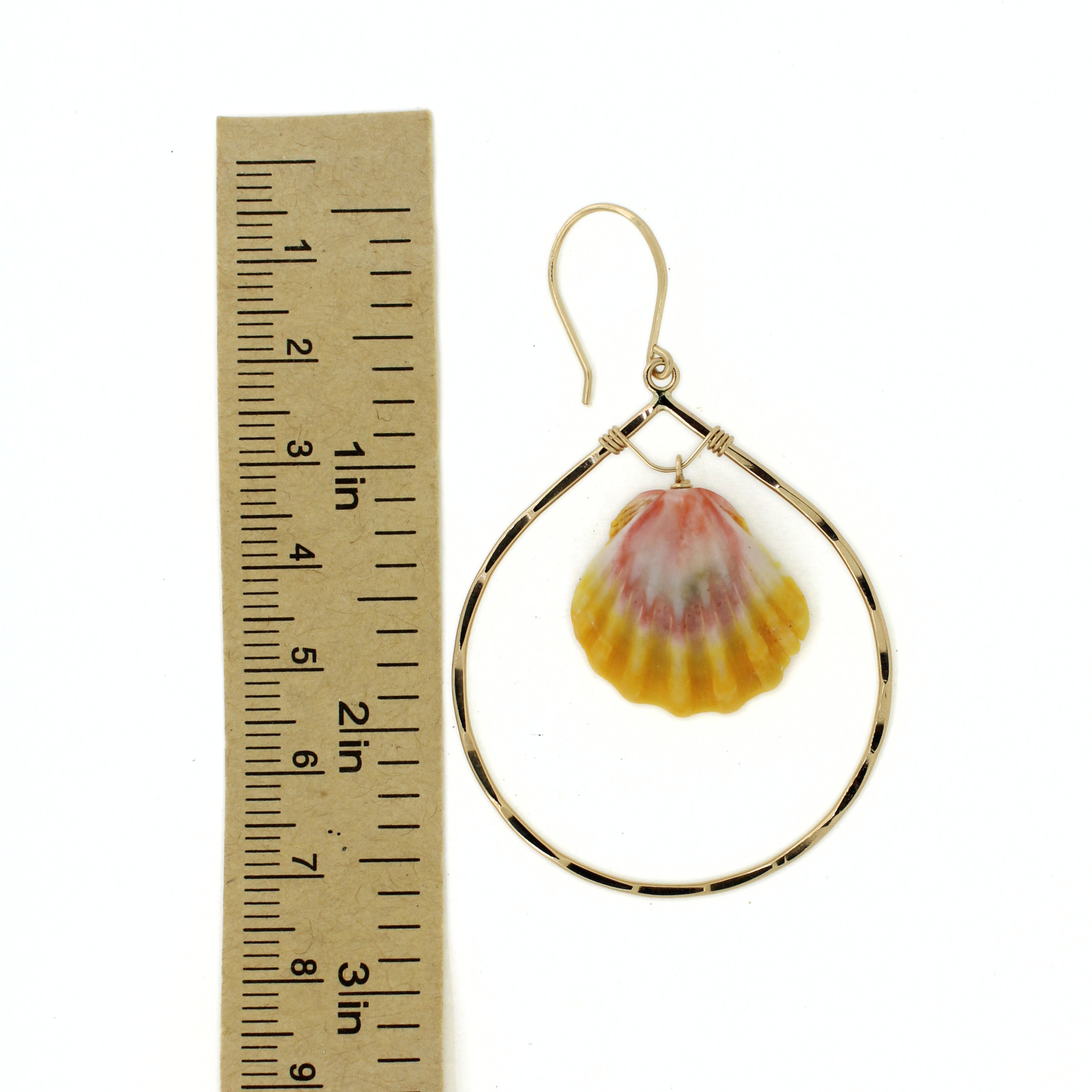 Gold Sunrise Shell Hoop Earrings