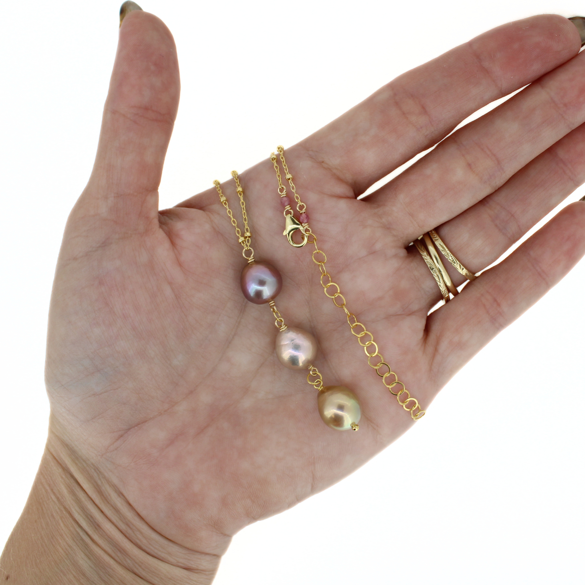 Gold Edison Pearl Lariat Necklace