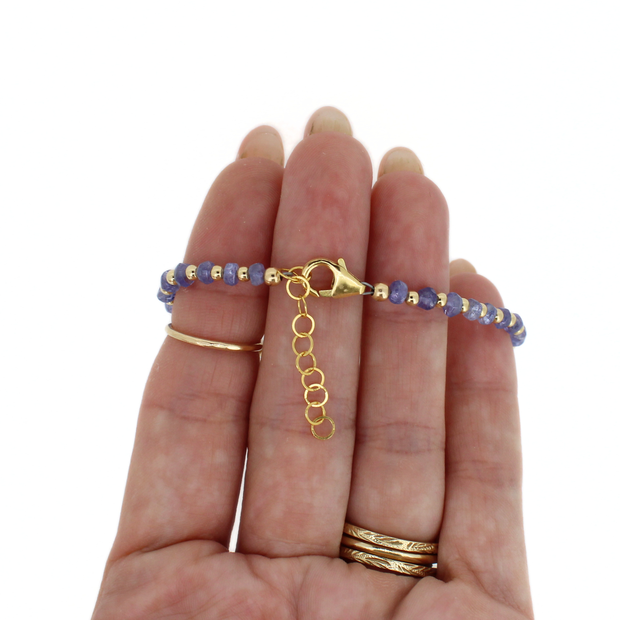 Gold Tanzanite and Tahitian Pearl Bracelet Size Small