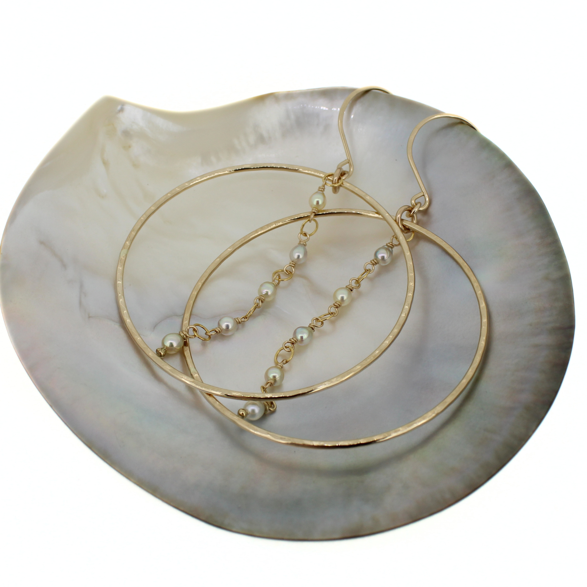 Gold Akoya Pearl Hoop Earring