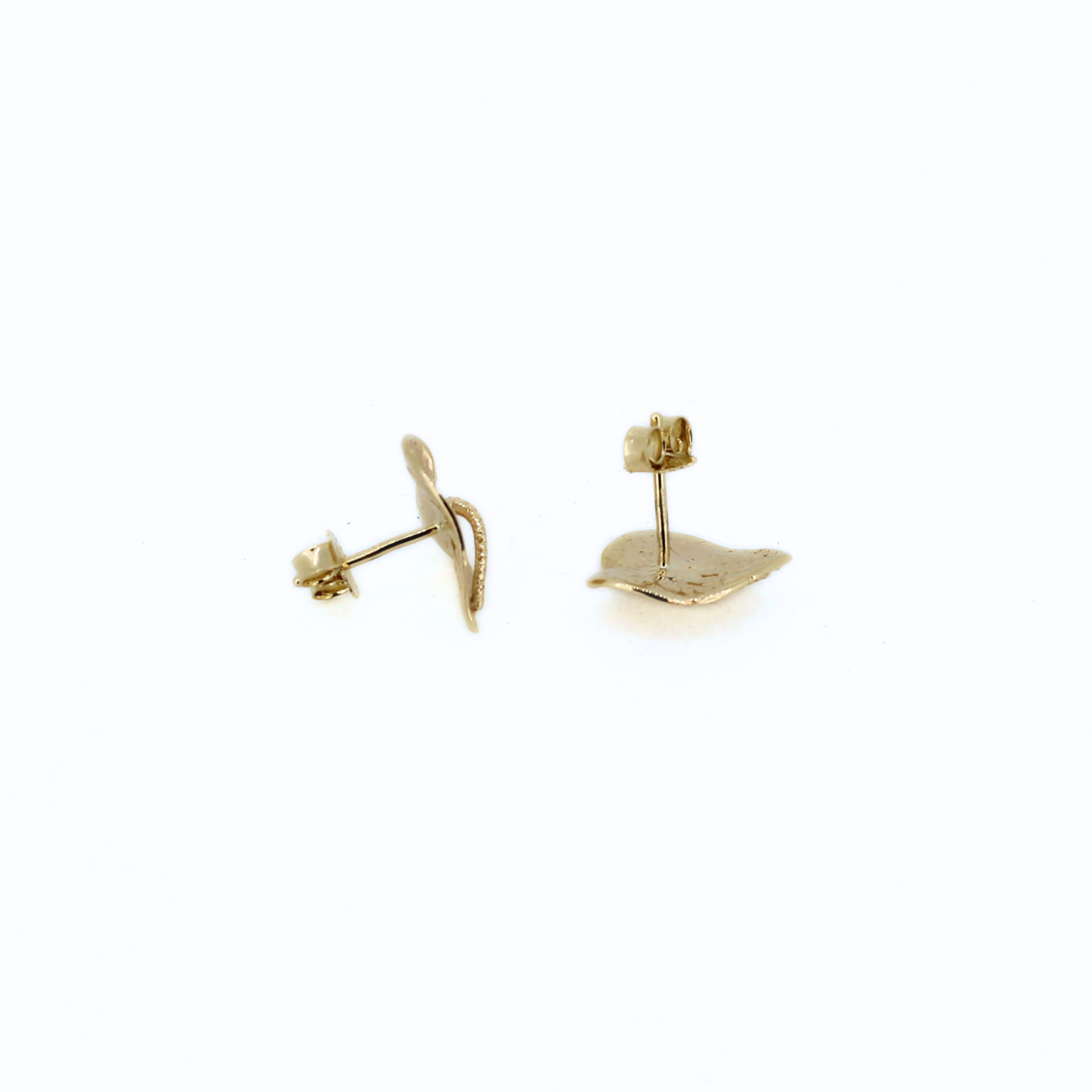 14k Gold Medium Anthurium Flower Stud Earrings