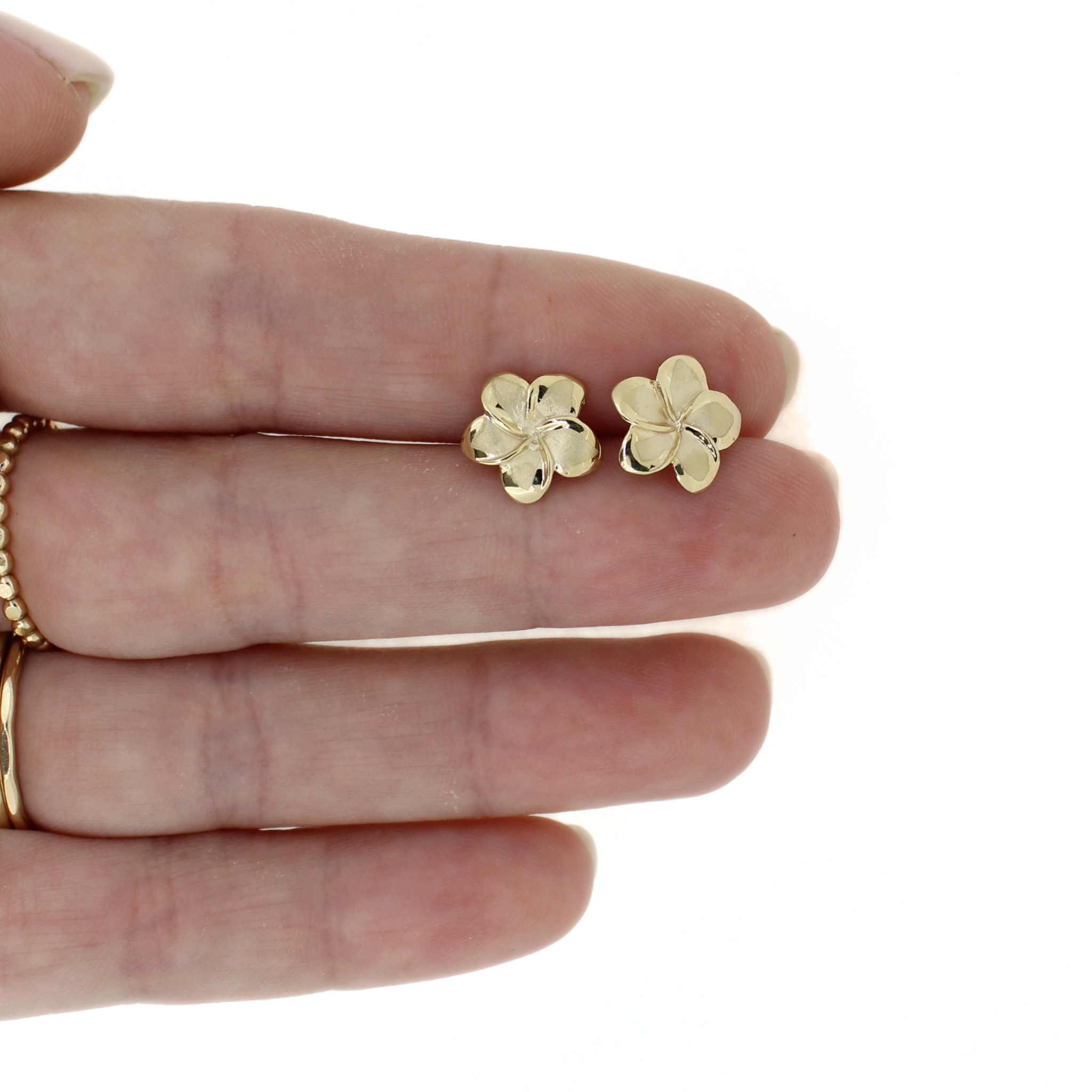 14K Gold Medium Plumeria Earring