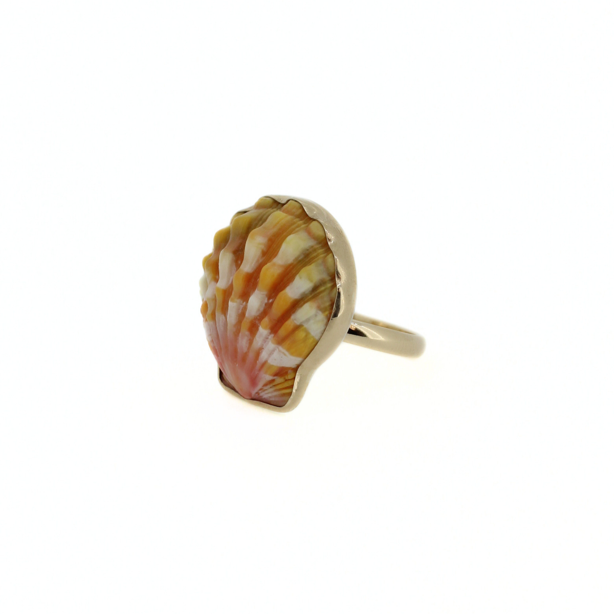 14k Gold Sunrise Shell Ring Size 7