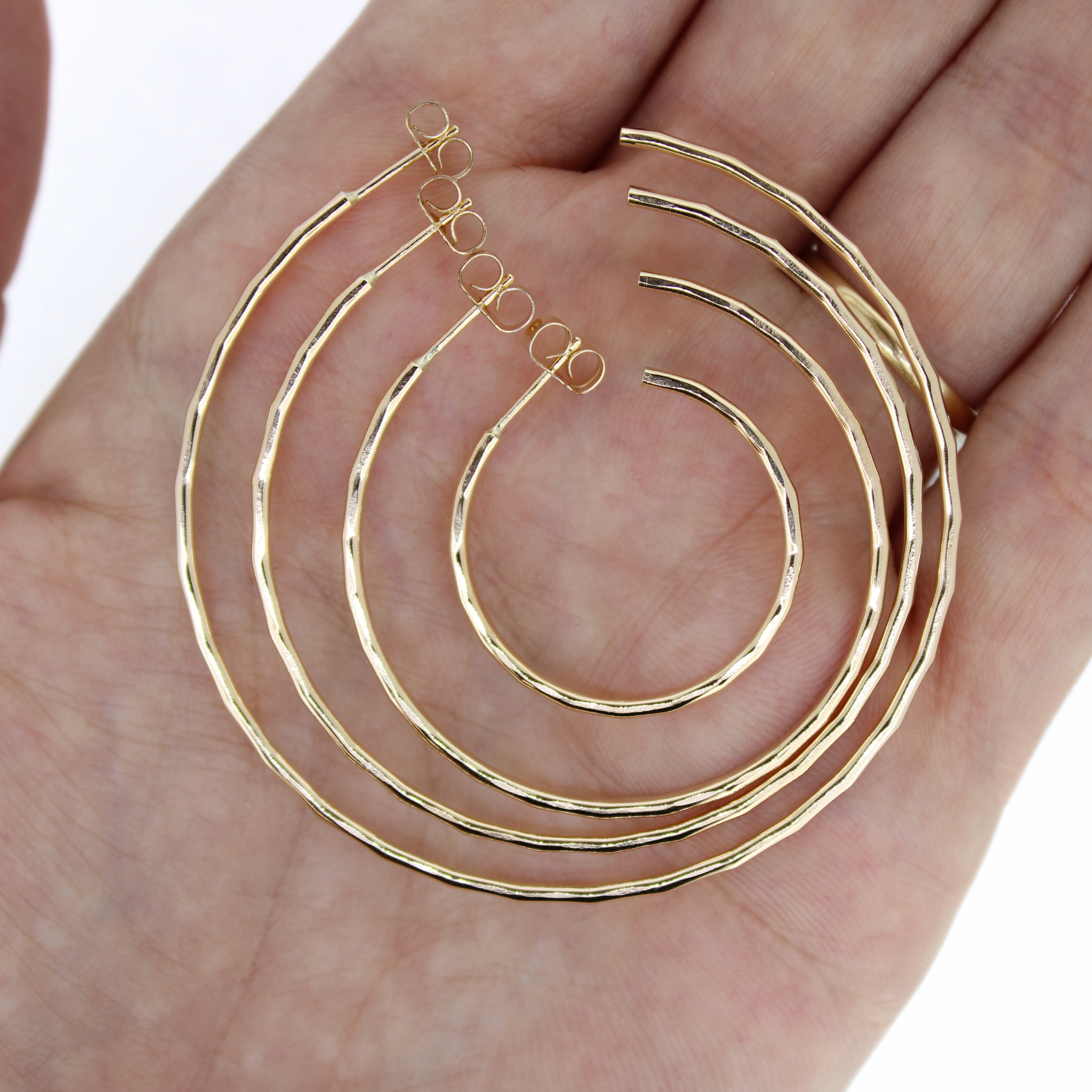 Gold Hammered Hoop Earrings