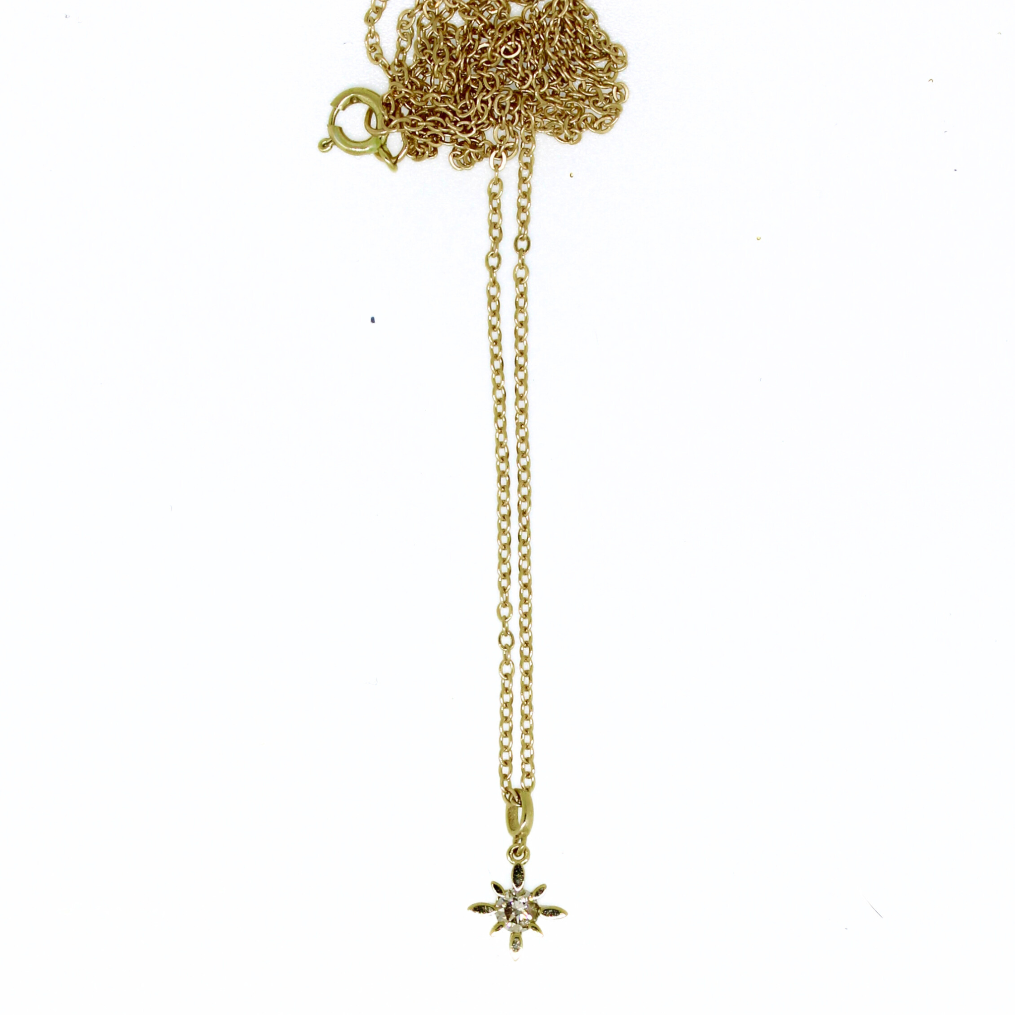 Brianne & Co. 14k yellow gold diamond star necklace on a dainty cable chain