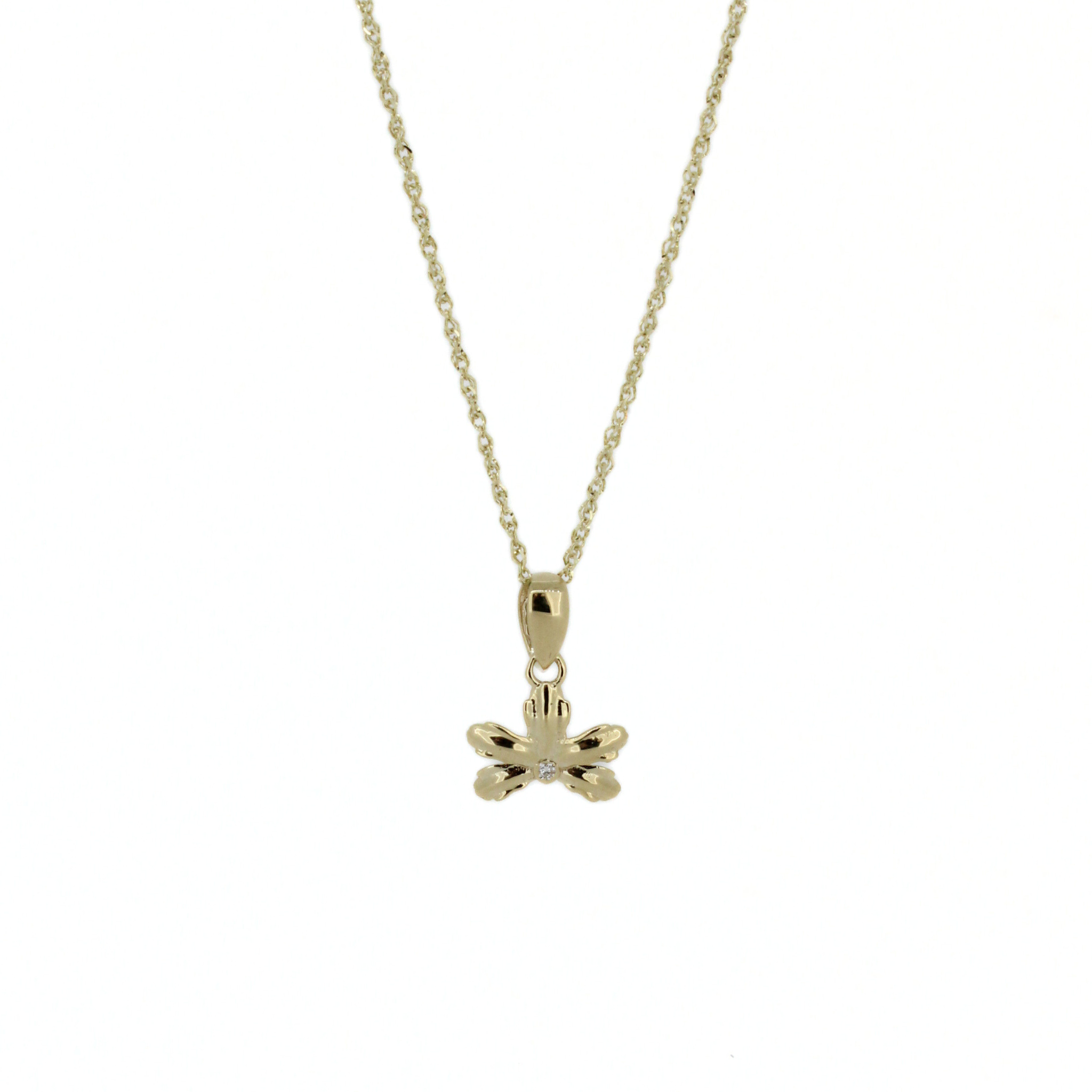 Brianne & Co. 14k Gold Naupaka flower with Diamond Necklace