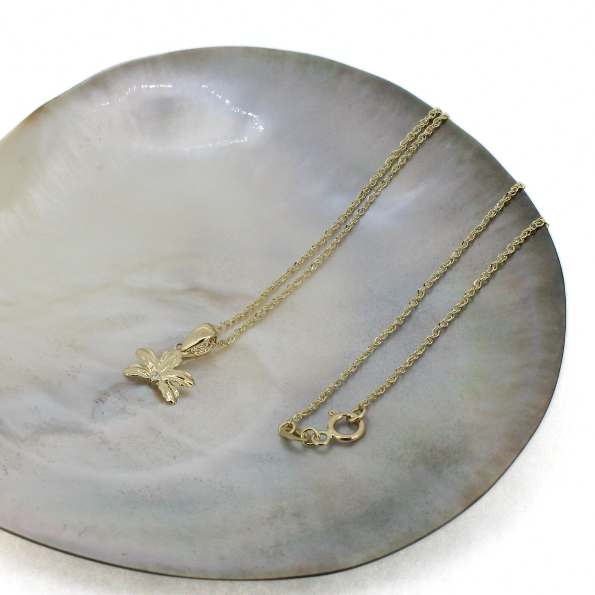 14k Gold Naupaka with Diamond Necklace