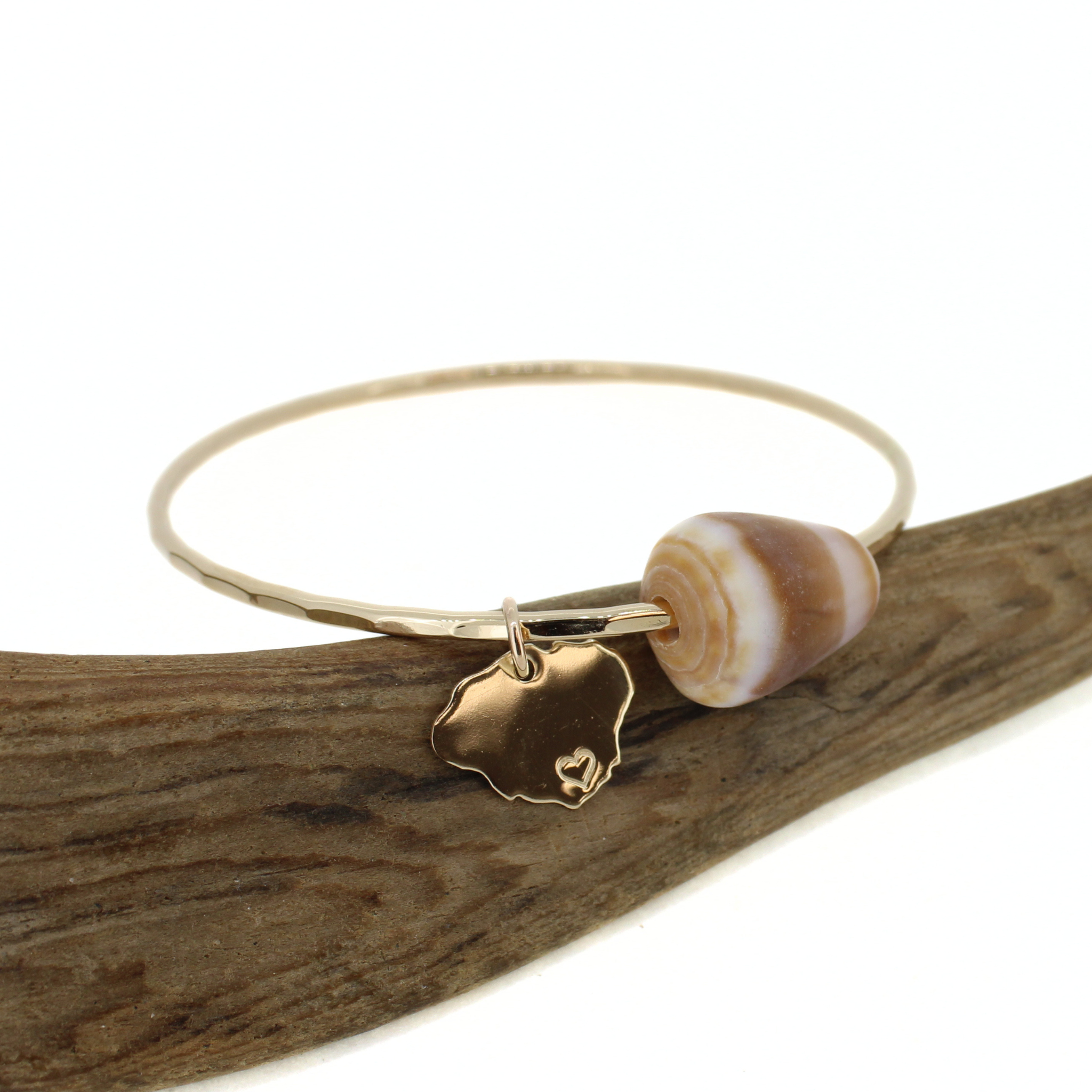 Gold Fill Cone Shell Bangle w/ Kaua'i Charm Size 7.75