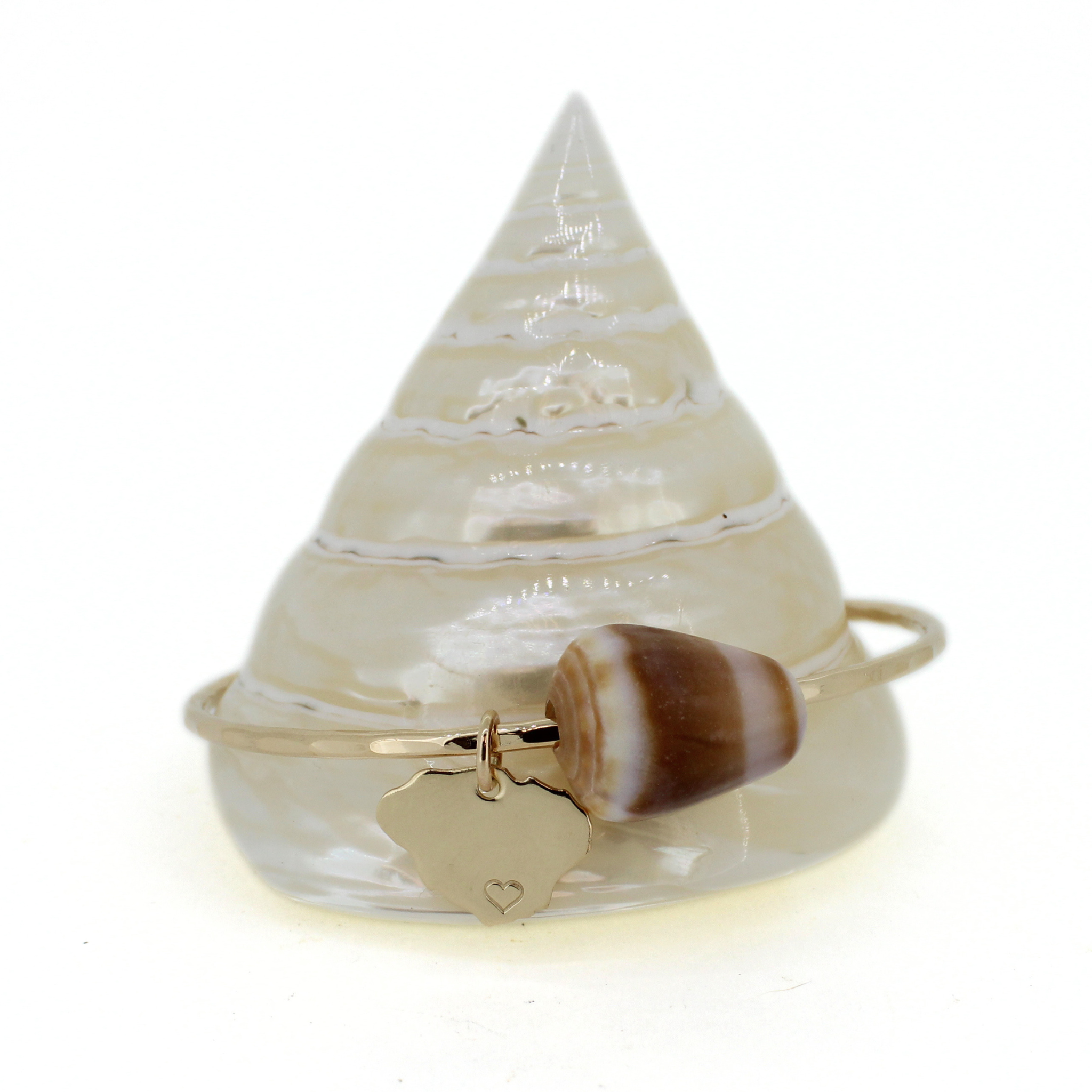 Gold Fill Cone Shell Bangle w/ Kaua'i Charm Size 7.75