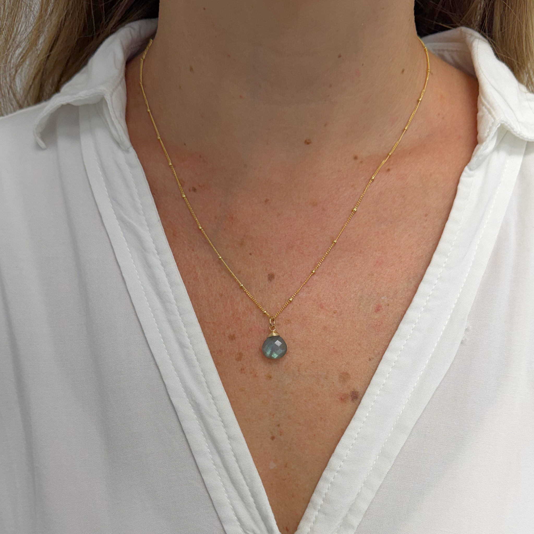 Gold Dainty Gemstone Necklace
