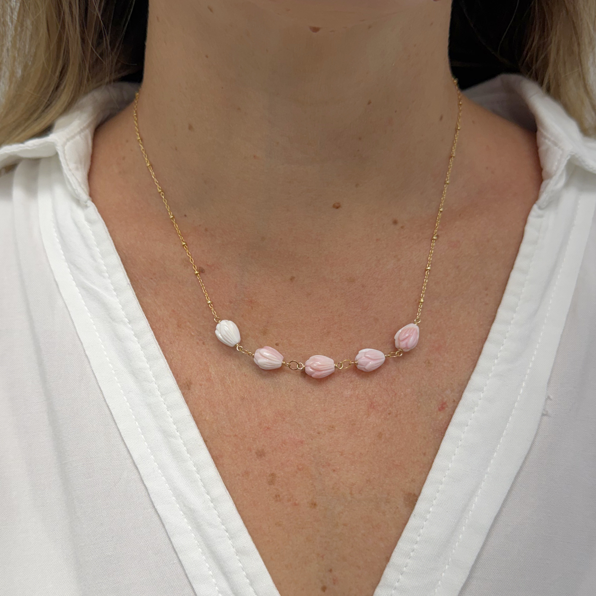Gold Pikake Conch Shell Necklace 16"-18"