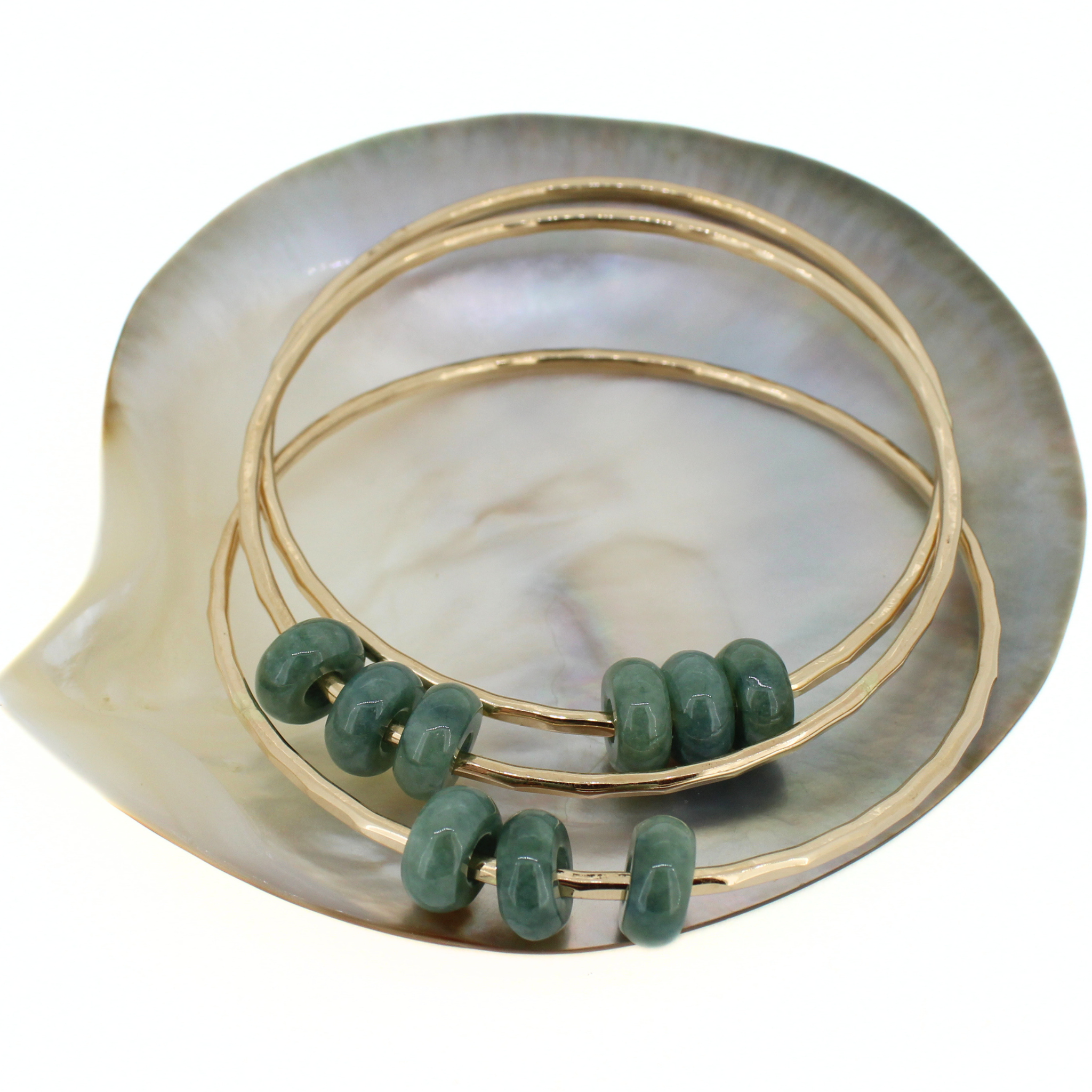 Gold Triple Jade Donut Bangle