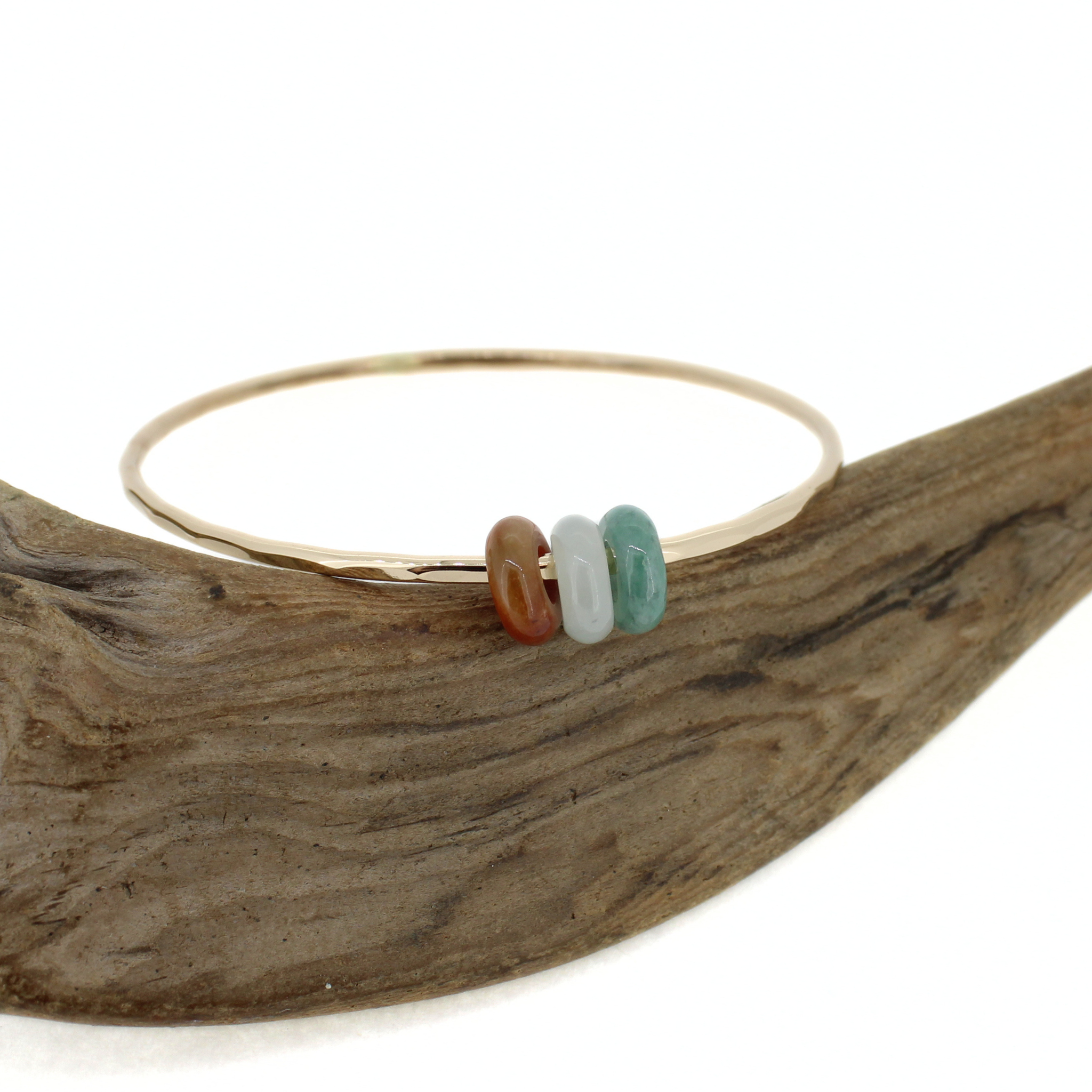 Gold Jade Bangle Size 7.5