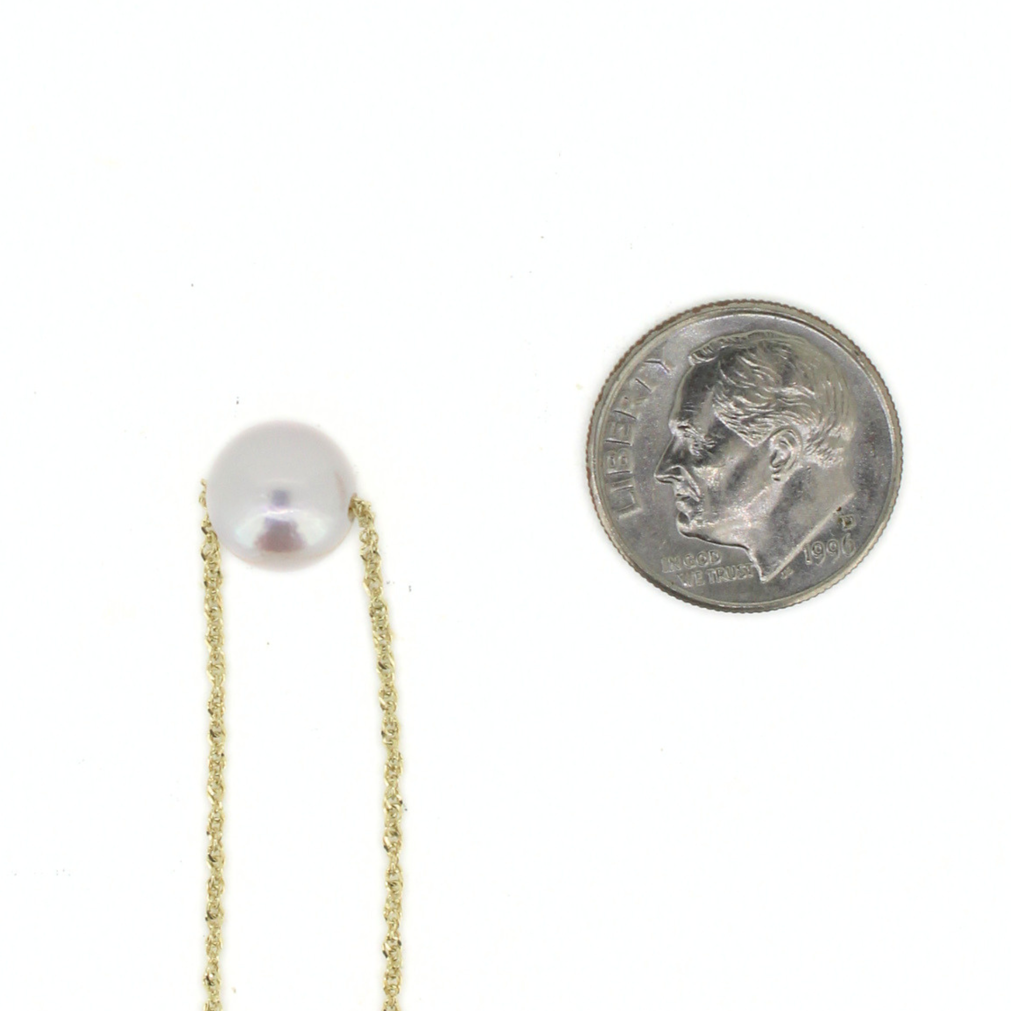 14K Gold White Akoya Pearl Necklace 20"