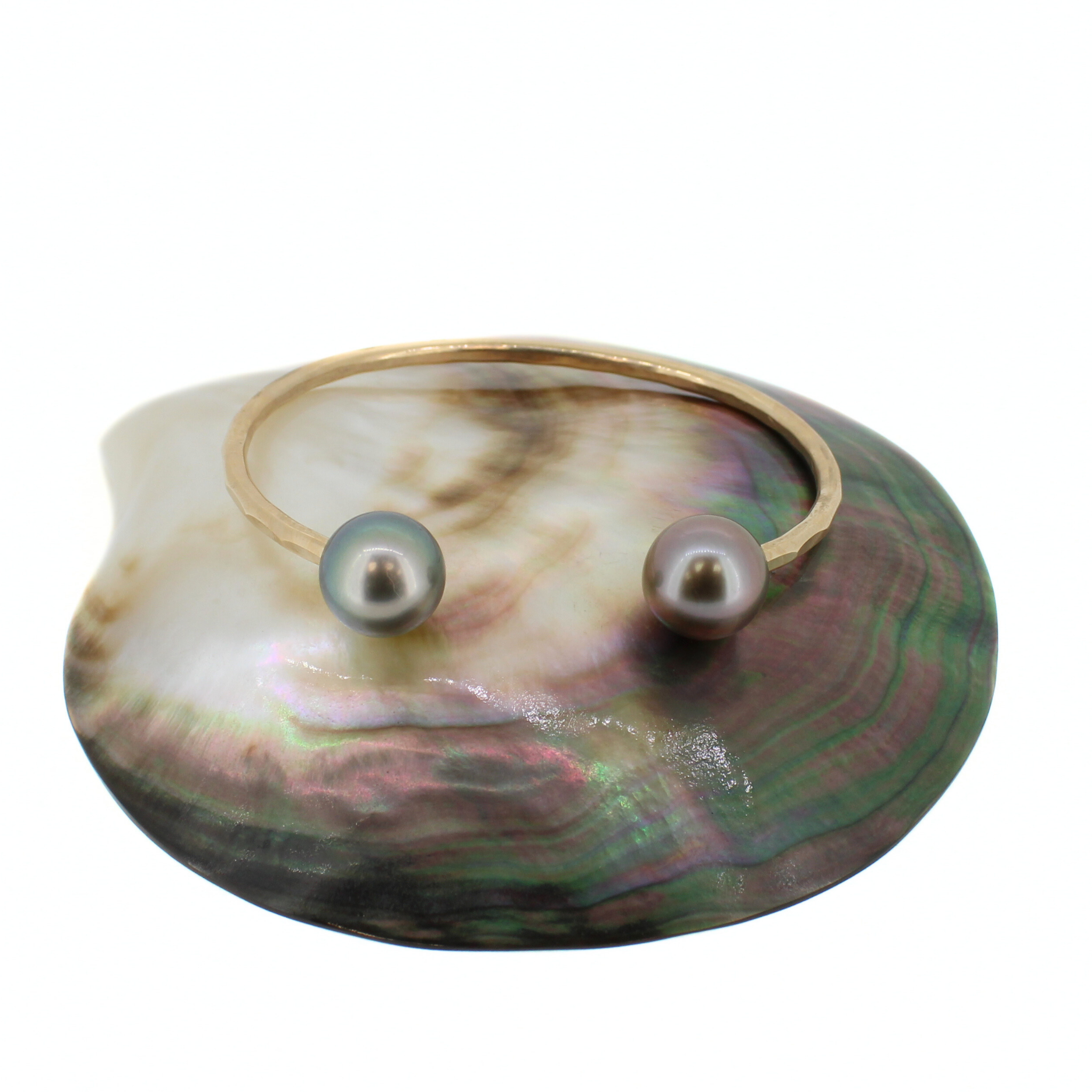 Brianne &Co. 14k gold fill double Tahitian pearl cuff bracelet