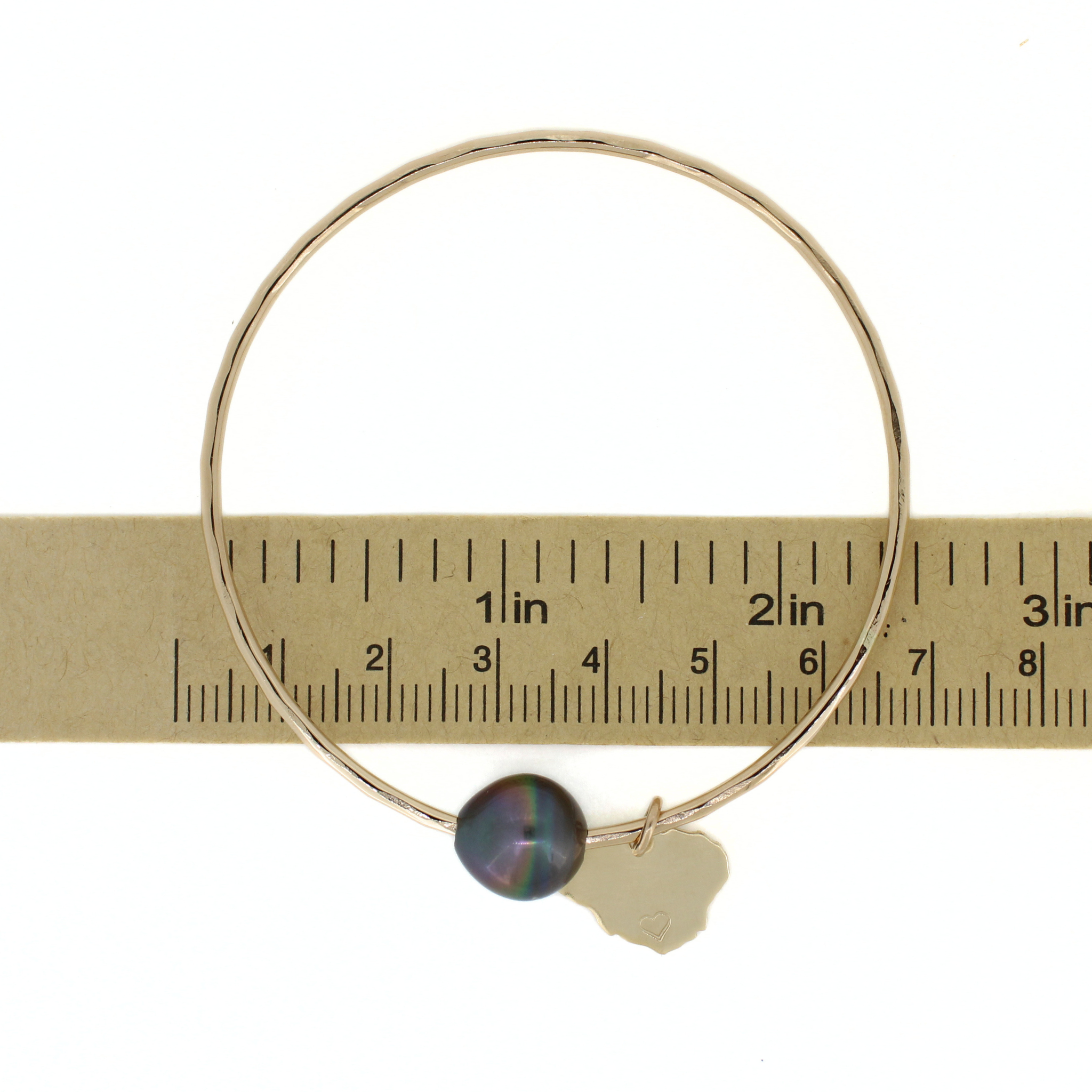 Gold Tahitian Pearl Bangle w/ Kauai Charm Size 7.75