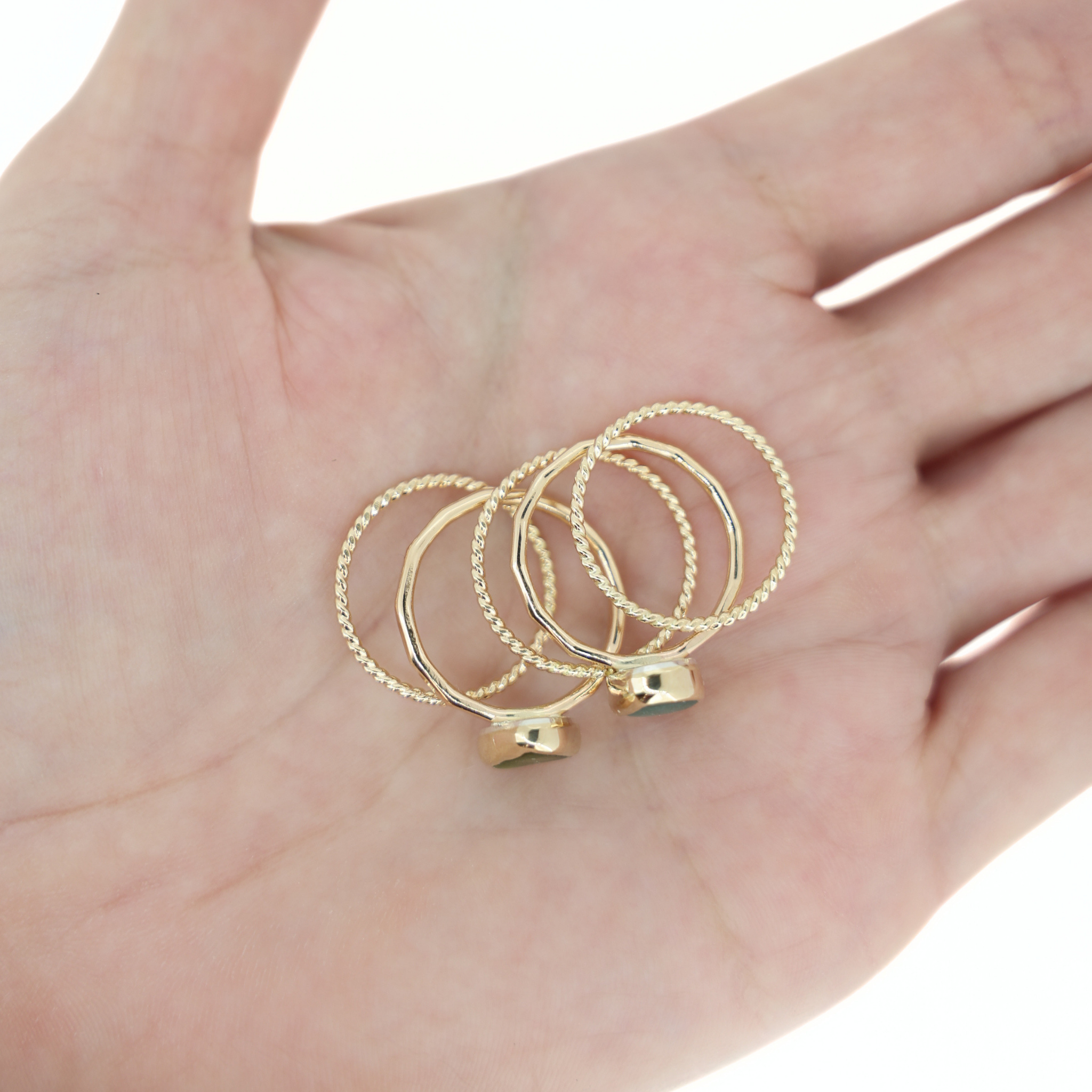 Gold Sea Glass Rings (Set of 5)
