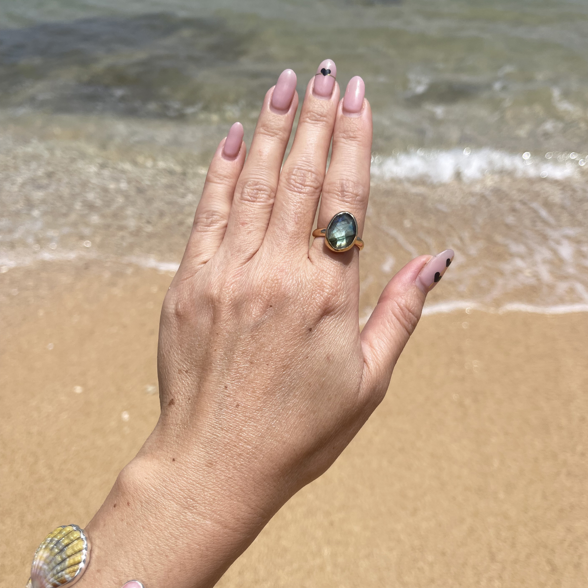 Gold Labradorite Ring Size 7