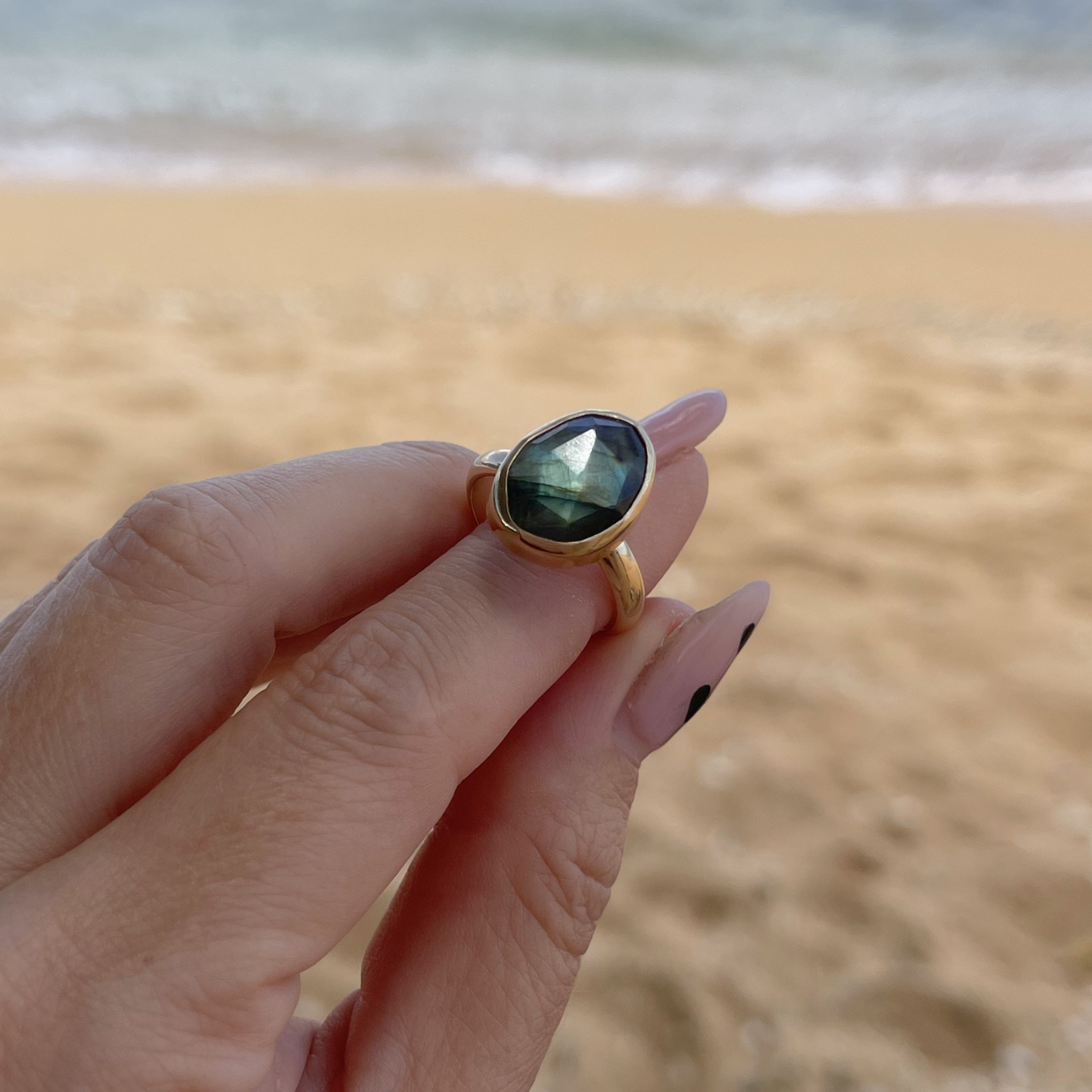 Gold Labradorite Ring Size 7