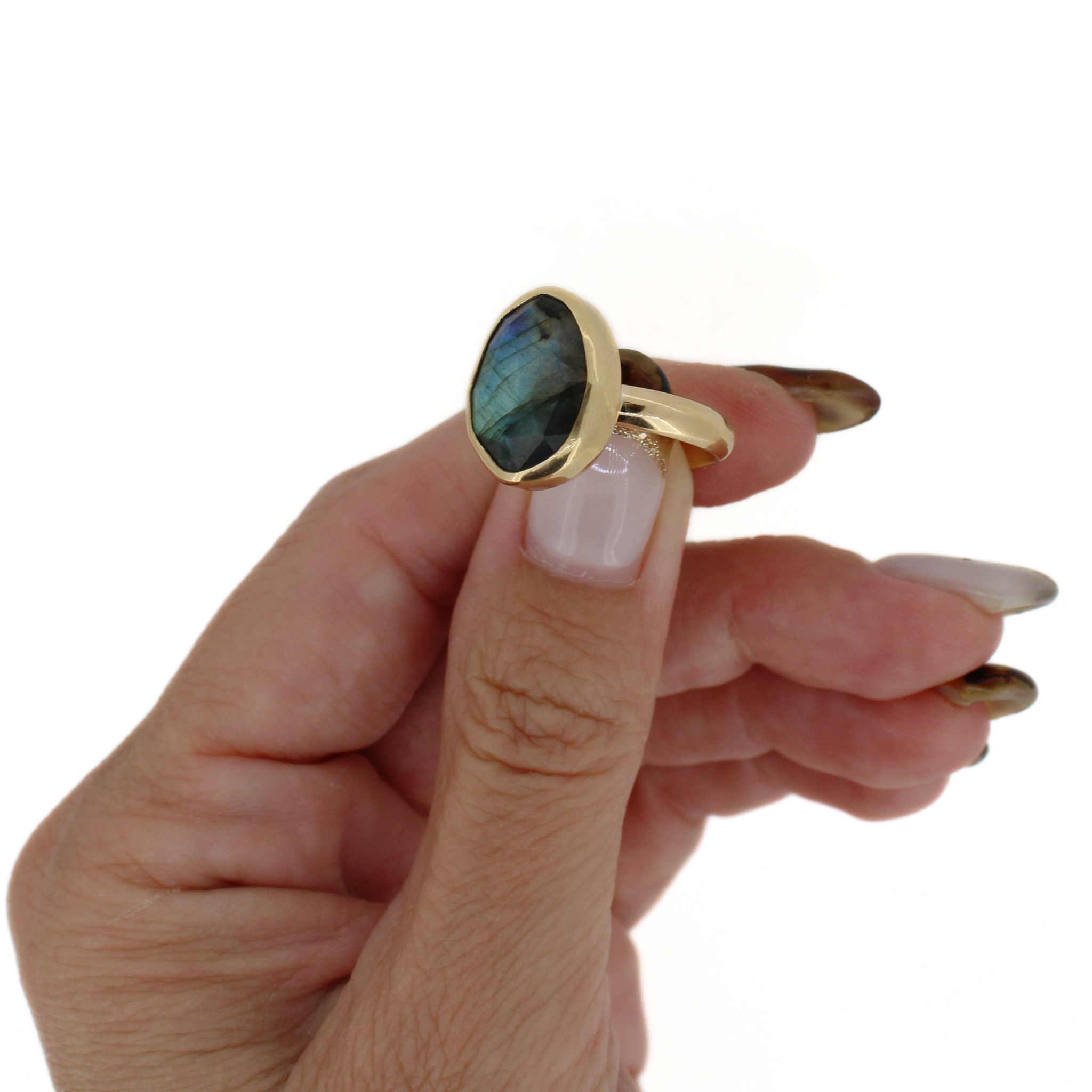 Gold Labradorite Ring Size 7