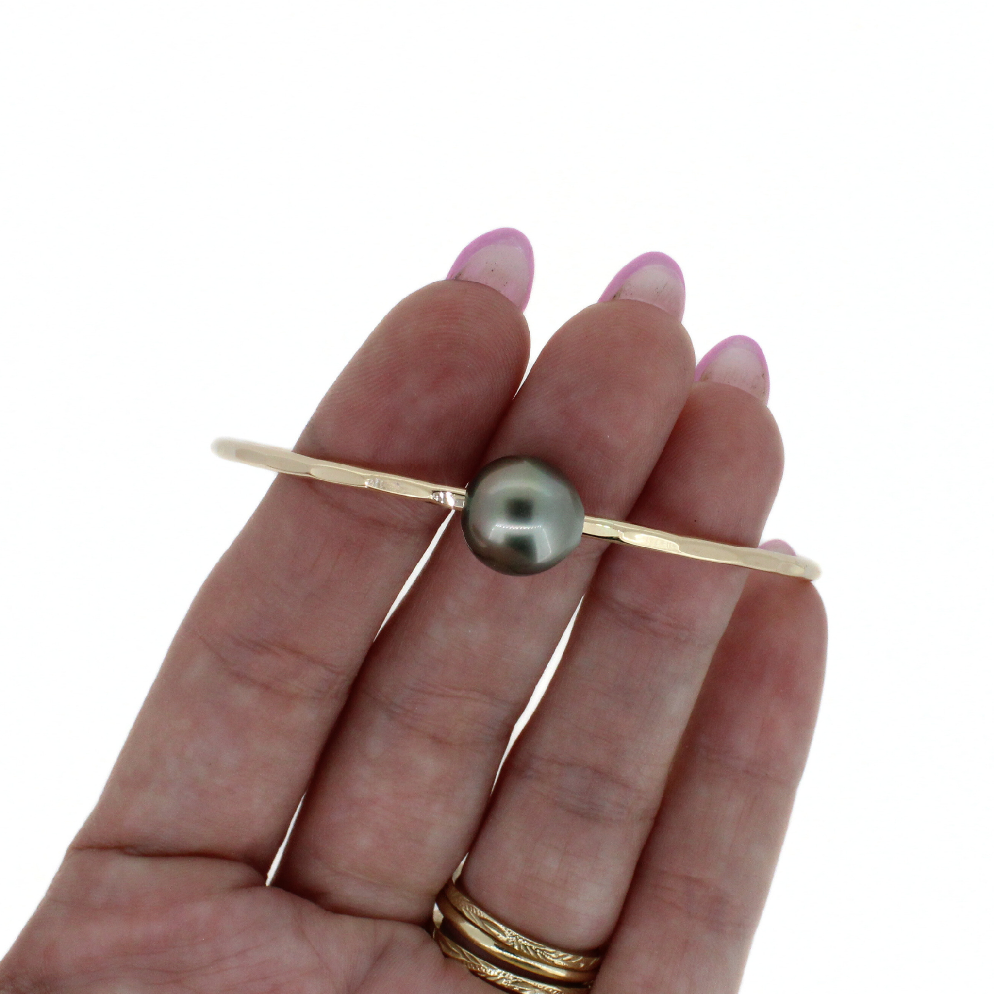 Gold Tahitian Pearl Bangle Size 7.75