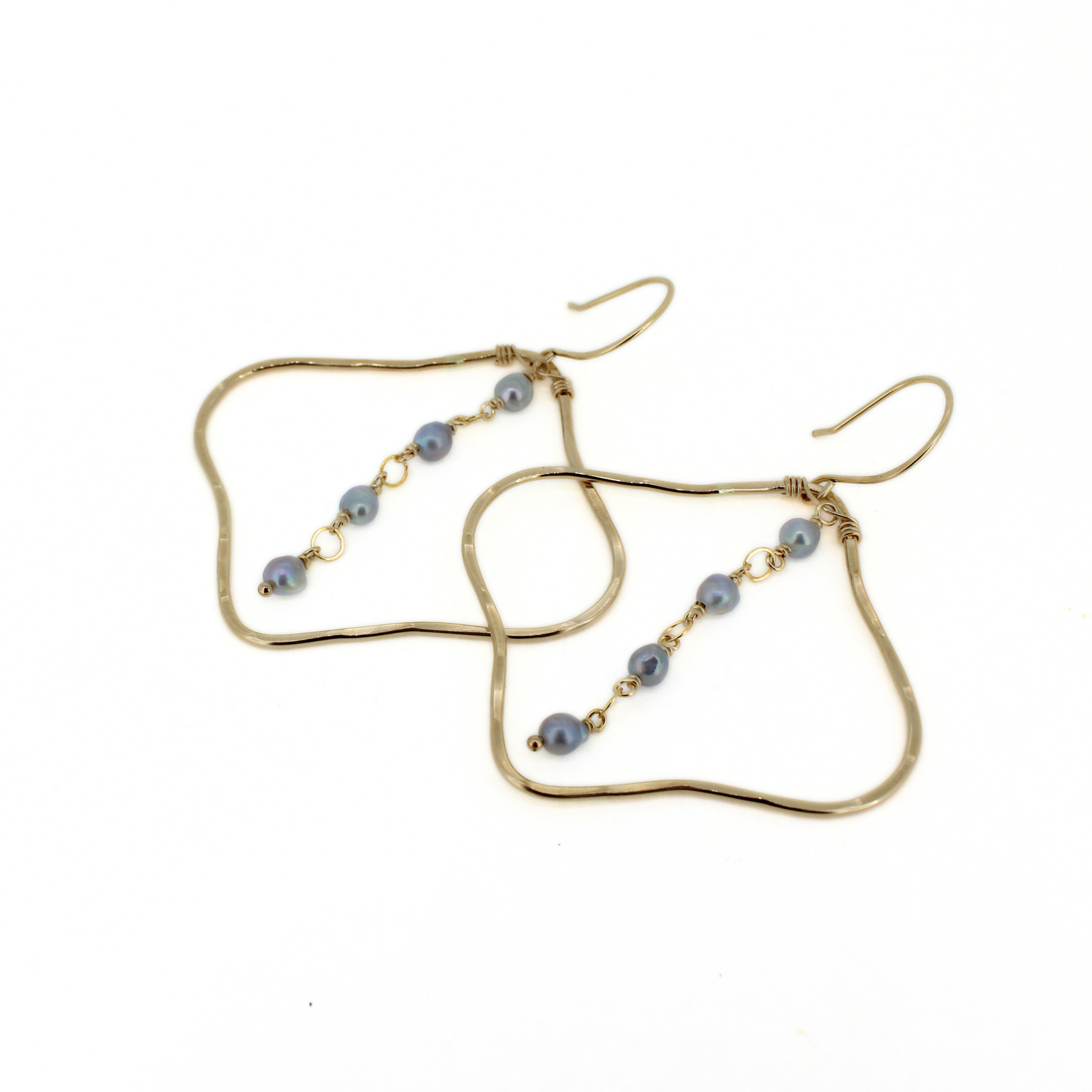 Gold Moroccan Hoop Earrings w/ Akoya Pearls