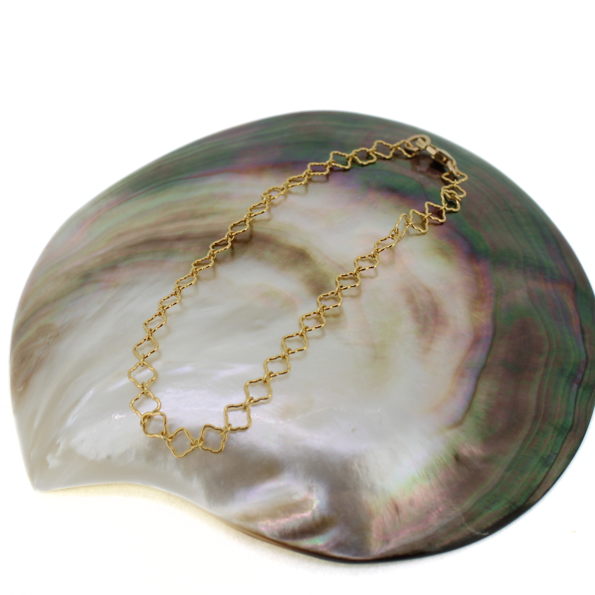 Gold fill clover chain link bracelet by Brianne & Co.