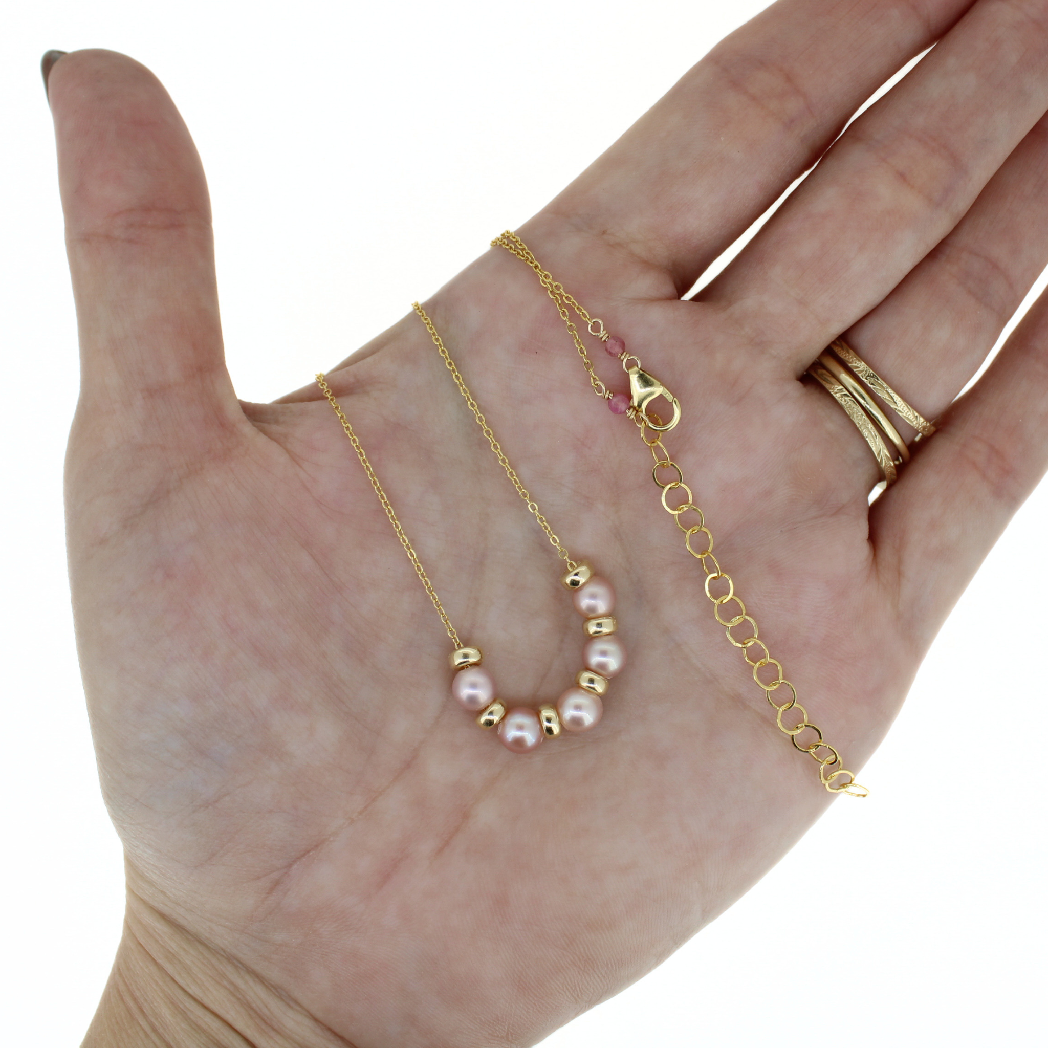 Gold Tiny Light Pink Edison Pearl Necklace