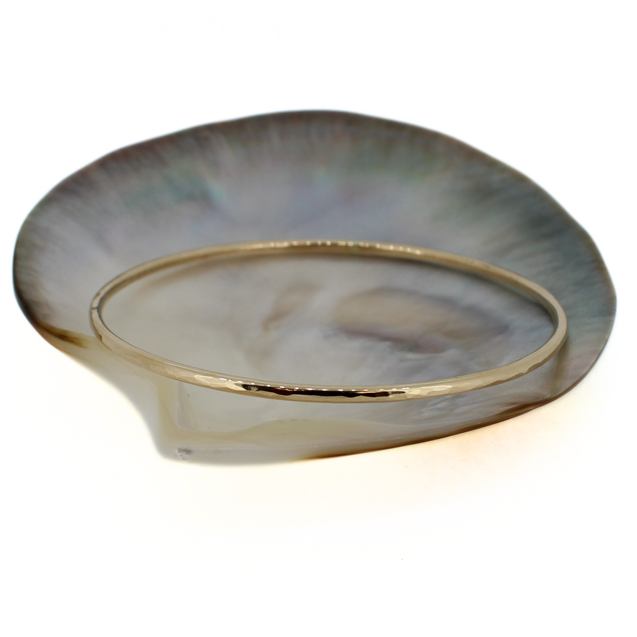 14k gold fill ripple texture bangle bracelet handmade by Brianne & Co.