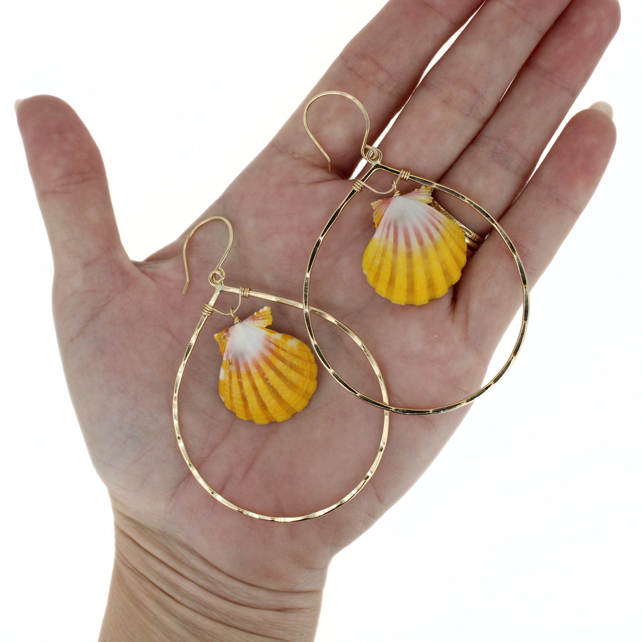 Gold Sunrise Shell Hoop Earrings