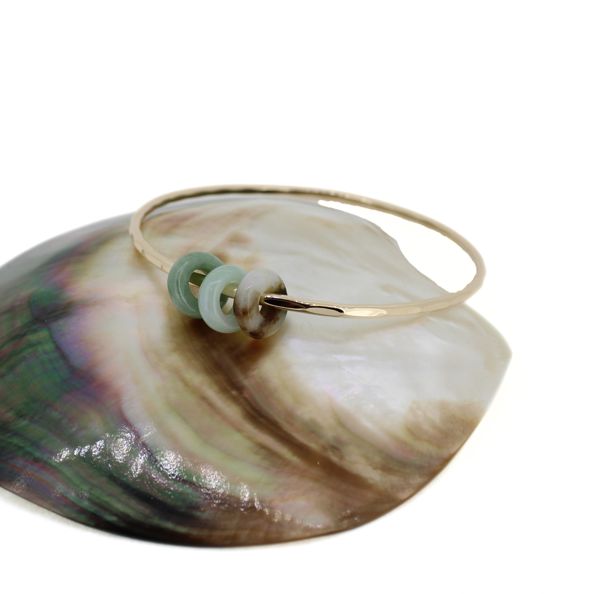 Gold Jade Bangle Size 7.5