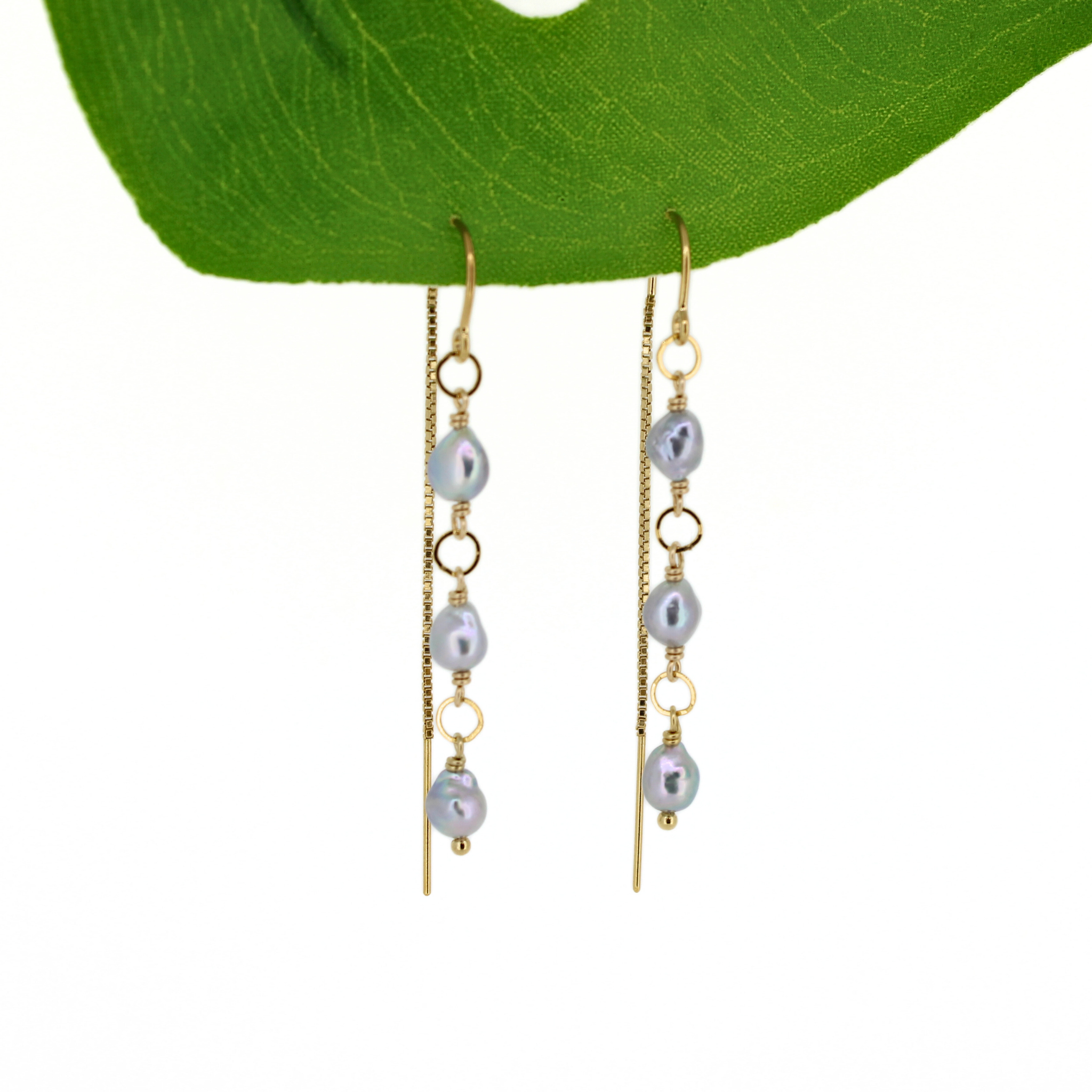 Brianne & Co. Gold Fill Akoya Pearl Threader Earrings